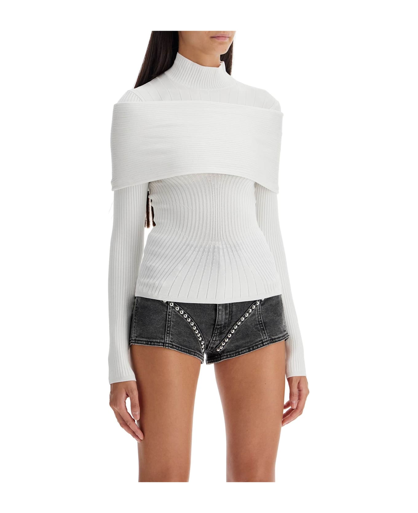 Mugler Long-sleeved Top With Off- - OFF WHITE (White)