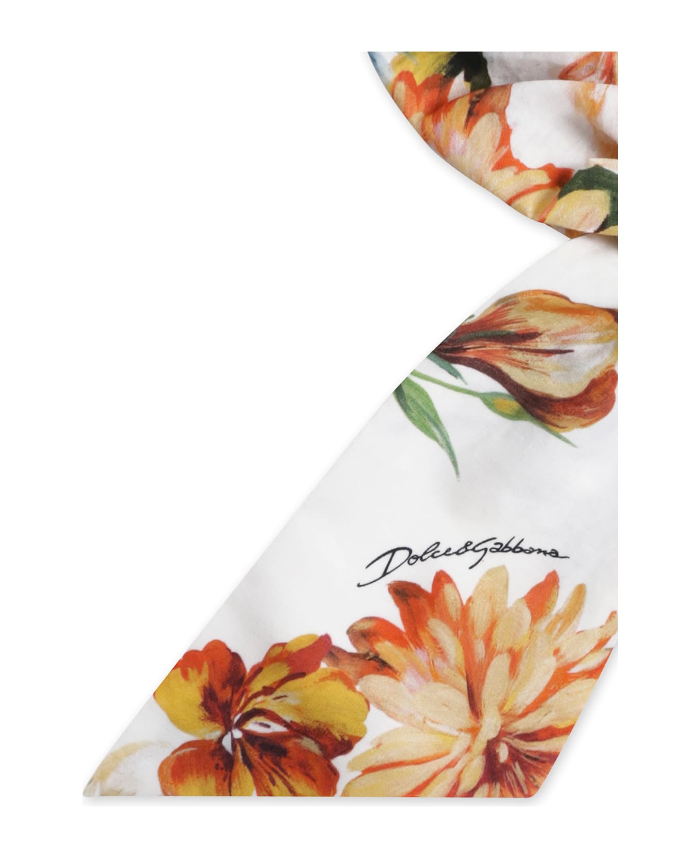 Dolce & Gabbana Ivory Scrunchie For Girl With Floral Print - Ivory