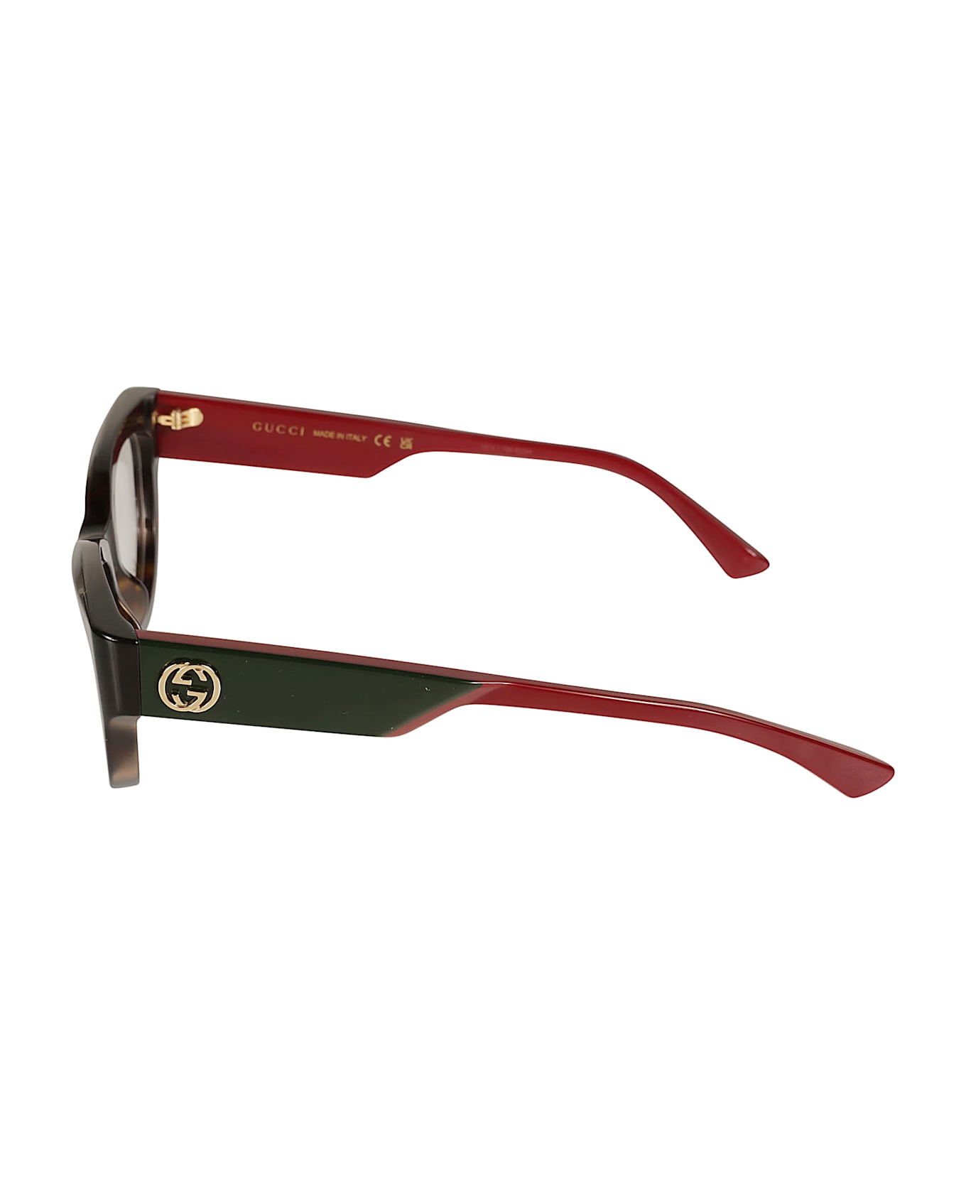 Gucci Eyewear Cat-eye Logo Lens Frame - HAVANA-RED-TRANSPARENT