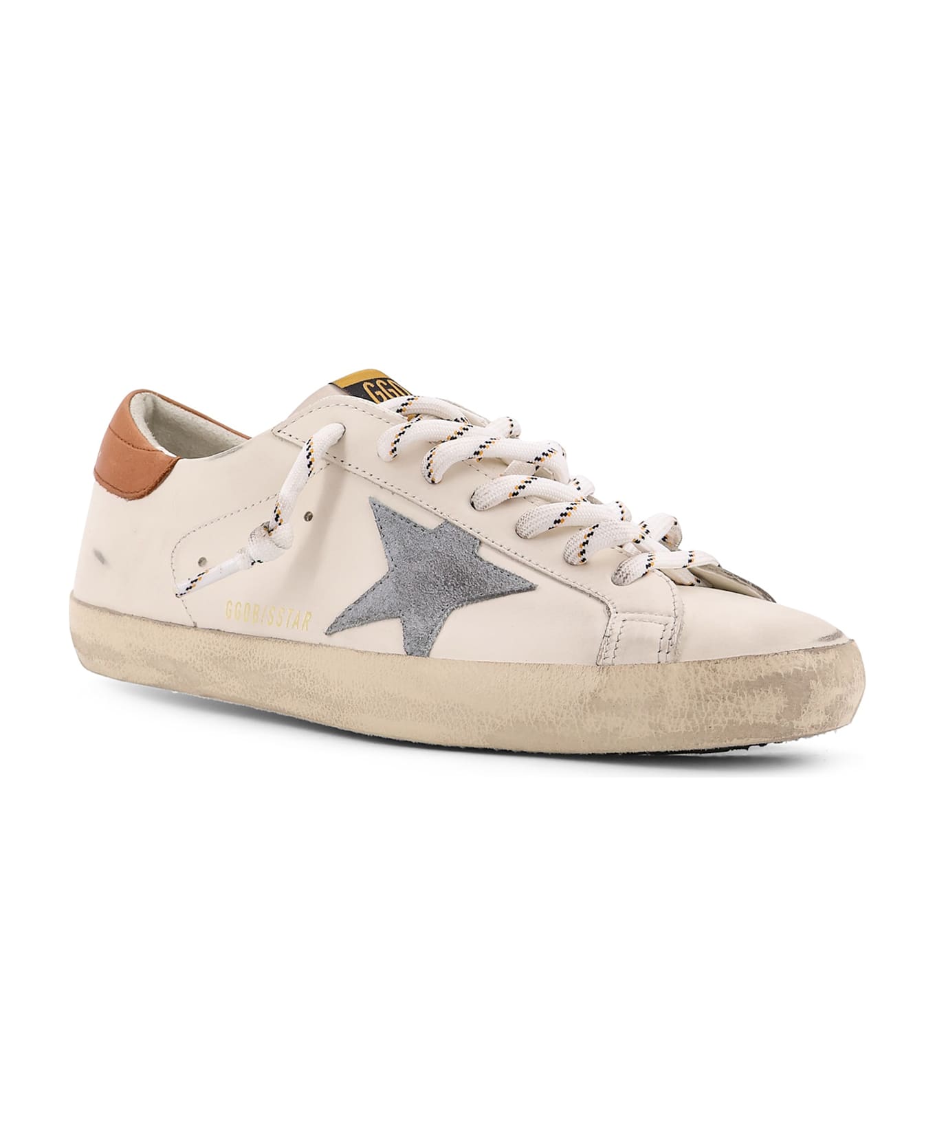 Golden Goose Super-star Classic With List Leather Sneakers - WHITE/GREY/BROWN