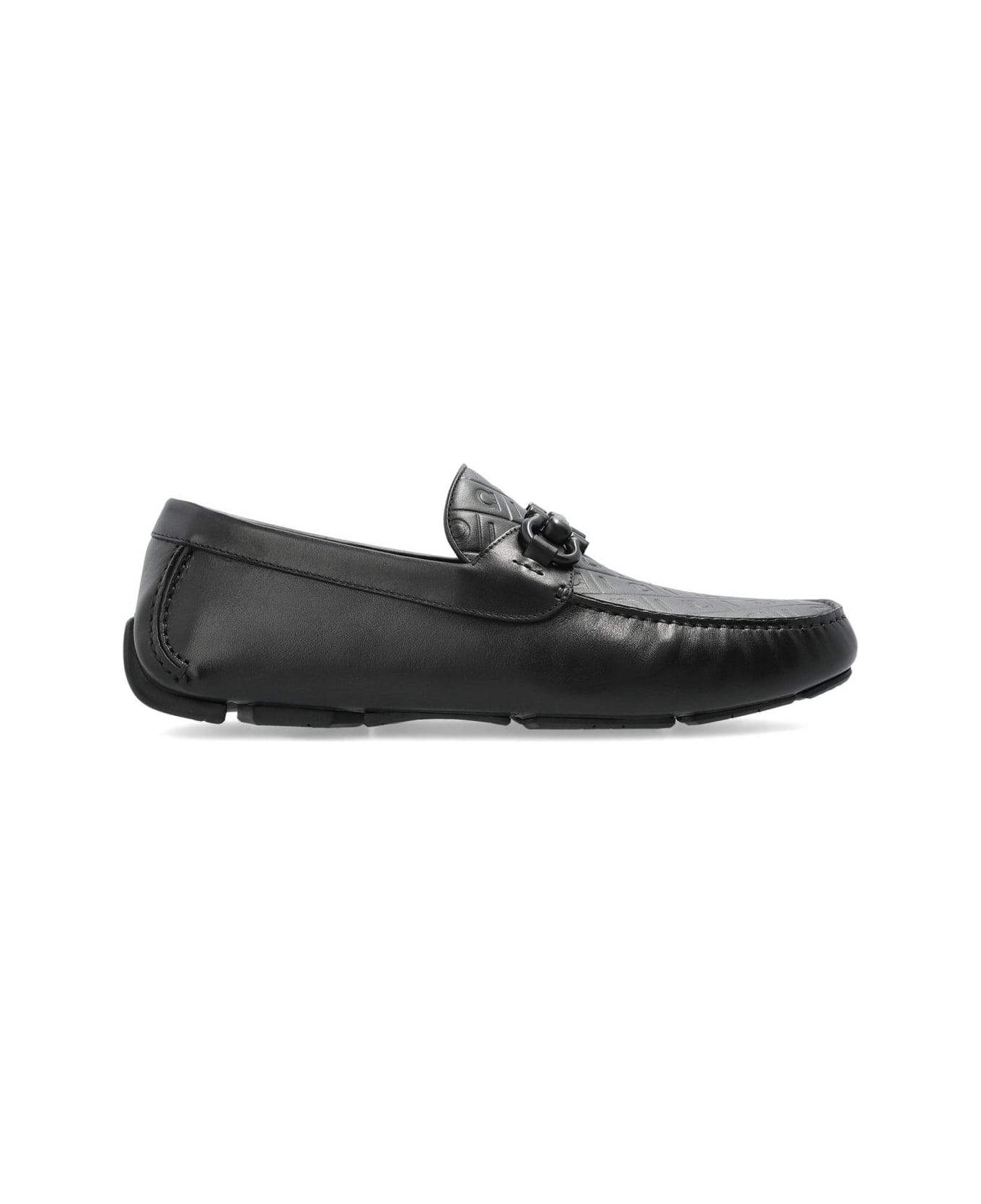 Ferragamo Gancini-plaque Slip-on Loafers - BLACK