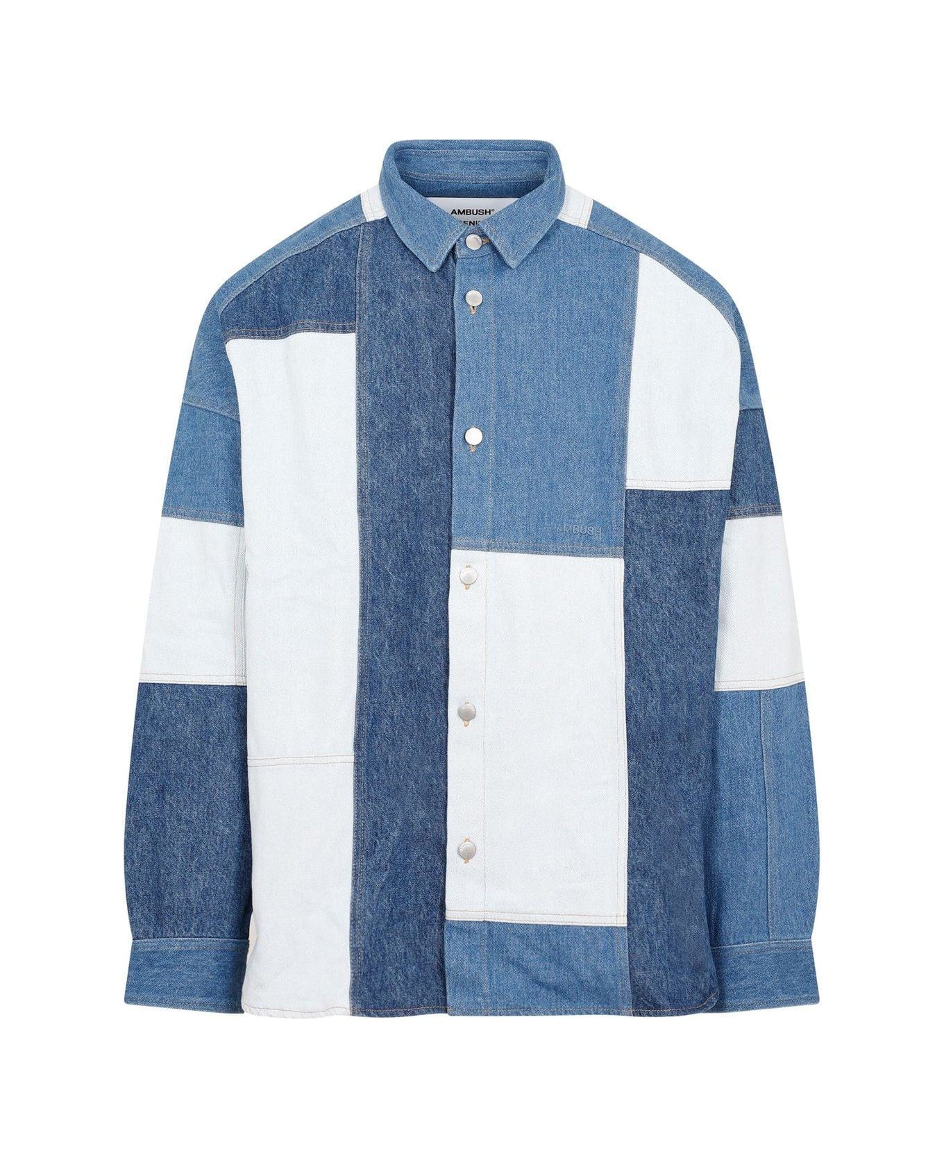 AMBUSH Patchwork Buttoned Denim Shirt Jacket - Blu medio
