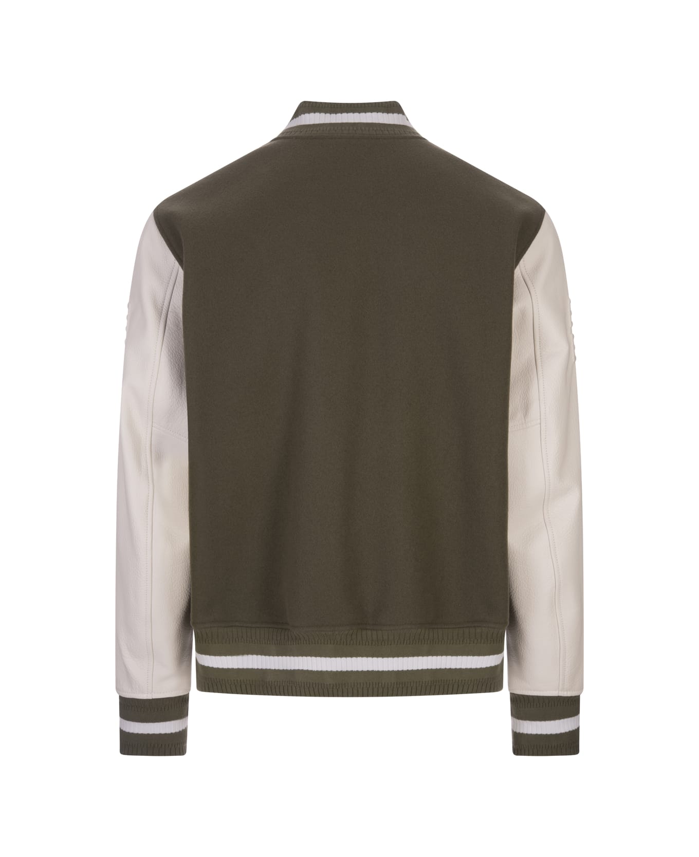 Givenchy Khaki And White Givenchy Bomber Jacket In Wool And Leather - Green コート＆ジャケット