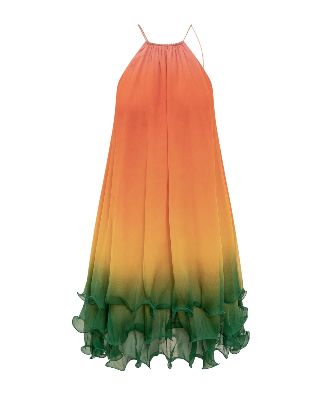 Casablanca Silk Cocktail Dress - RAINBOW GRADIENT