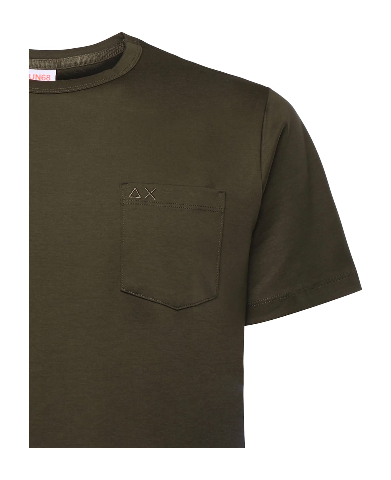 Sun 68 Cotton Jersey T-shirt With Pocket - DARK MILITARY