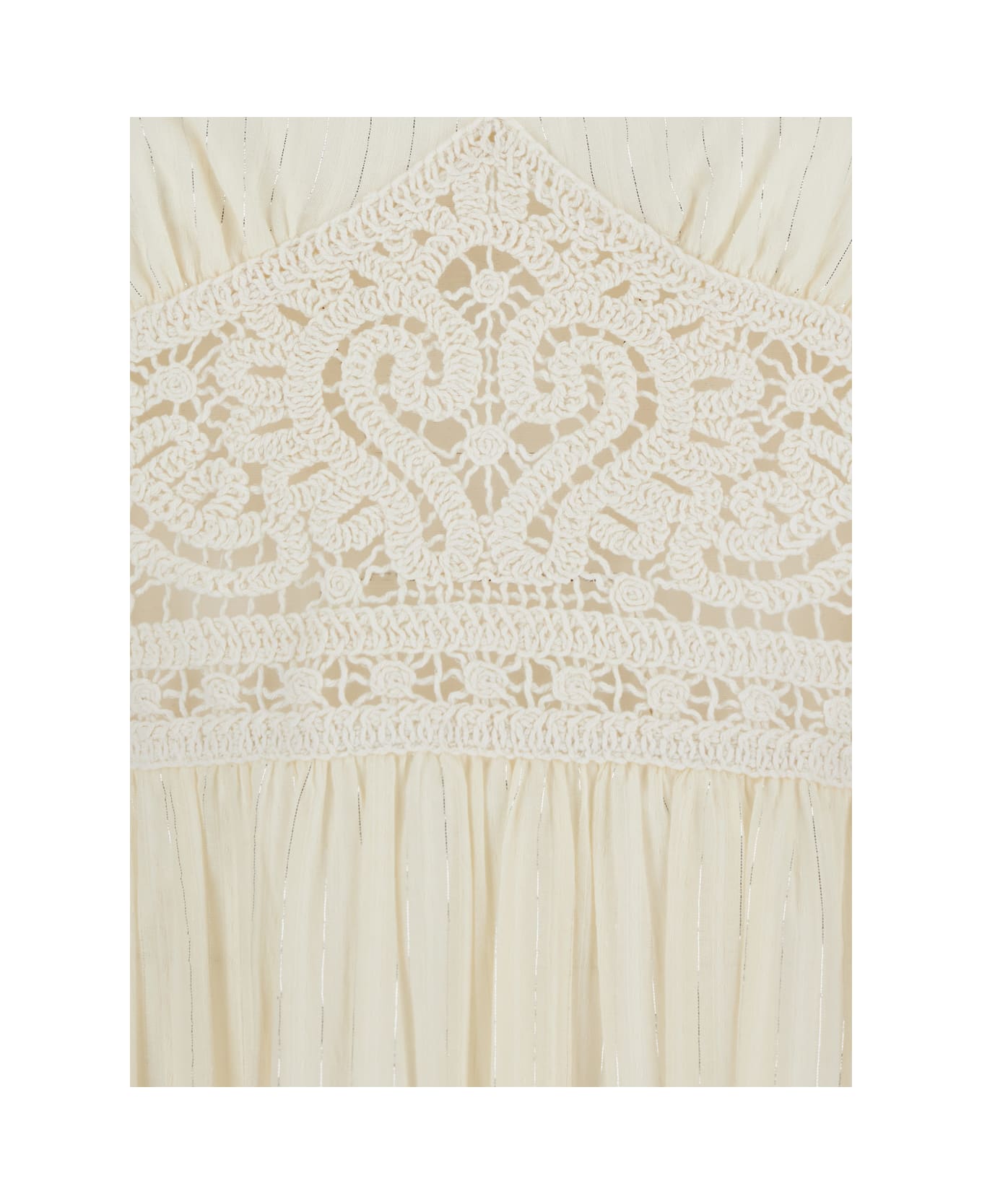 TwinSet White Long Dress With Embroidered Motifs In Cotton Blend Woman - White