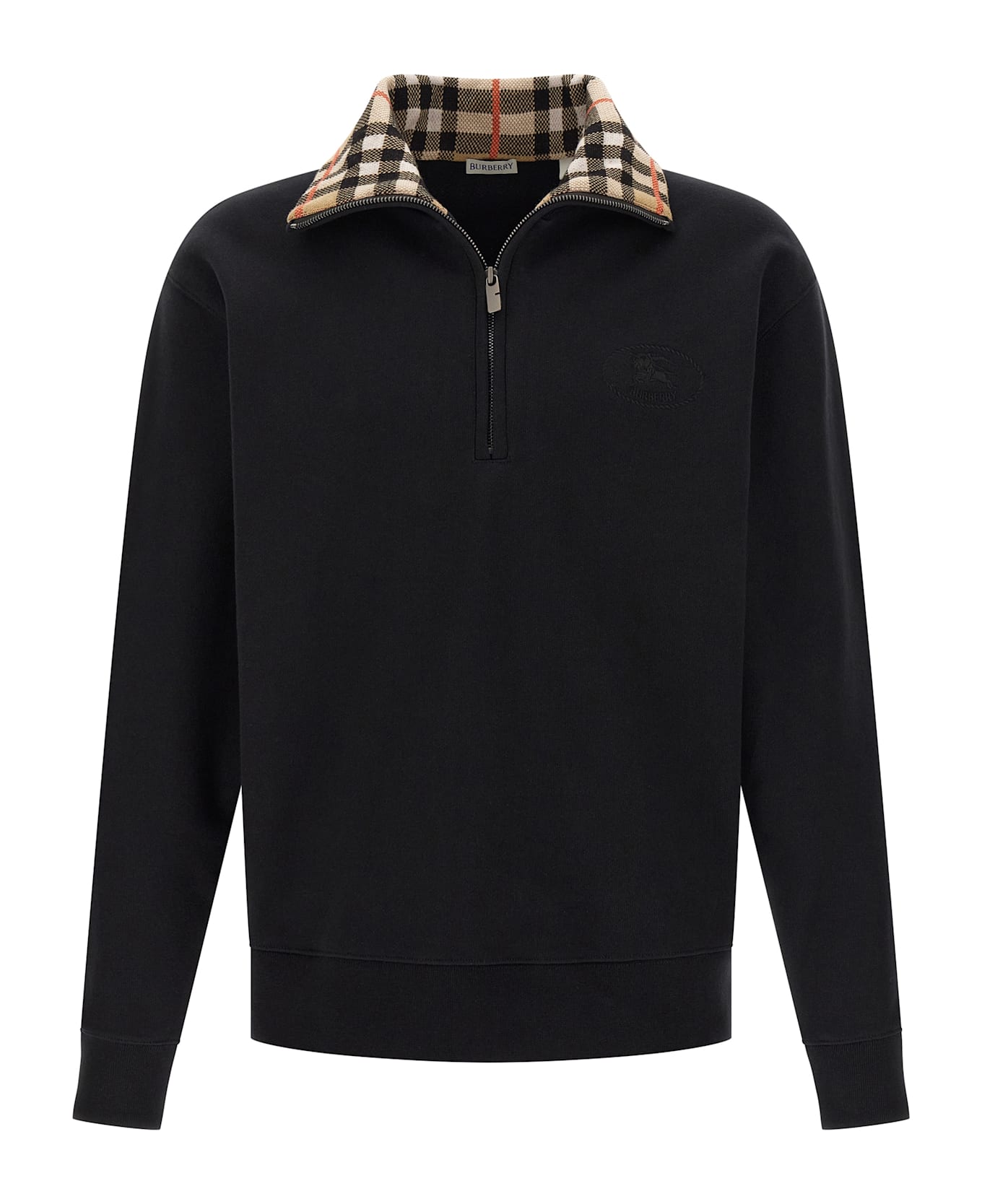 Burberry 
check
 Neck Sweatshirt - Black  