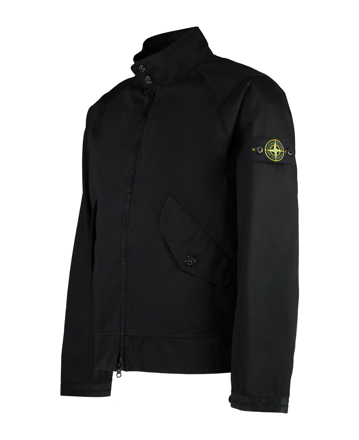 Stone Island Zippered Cotton Jacket - black