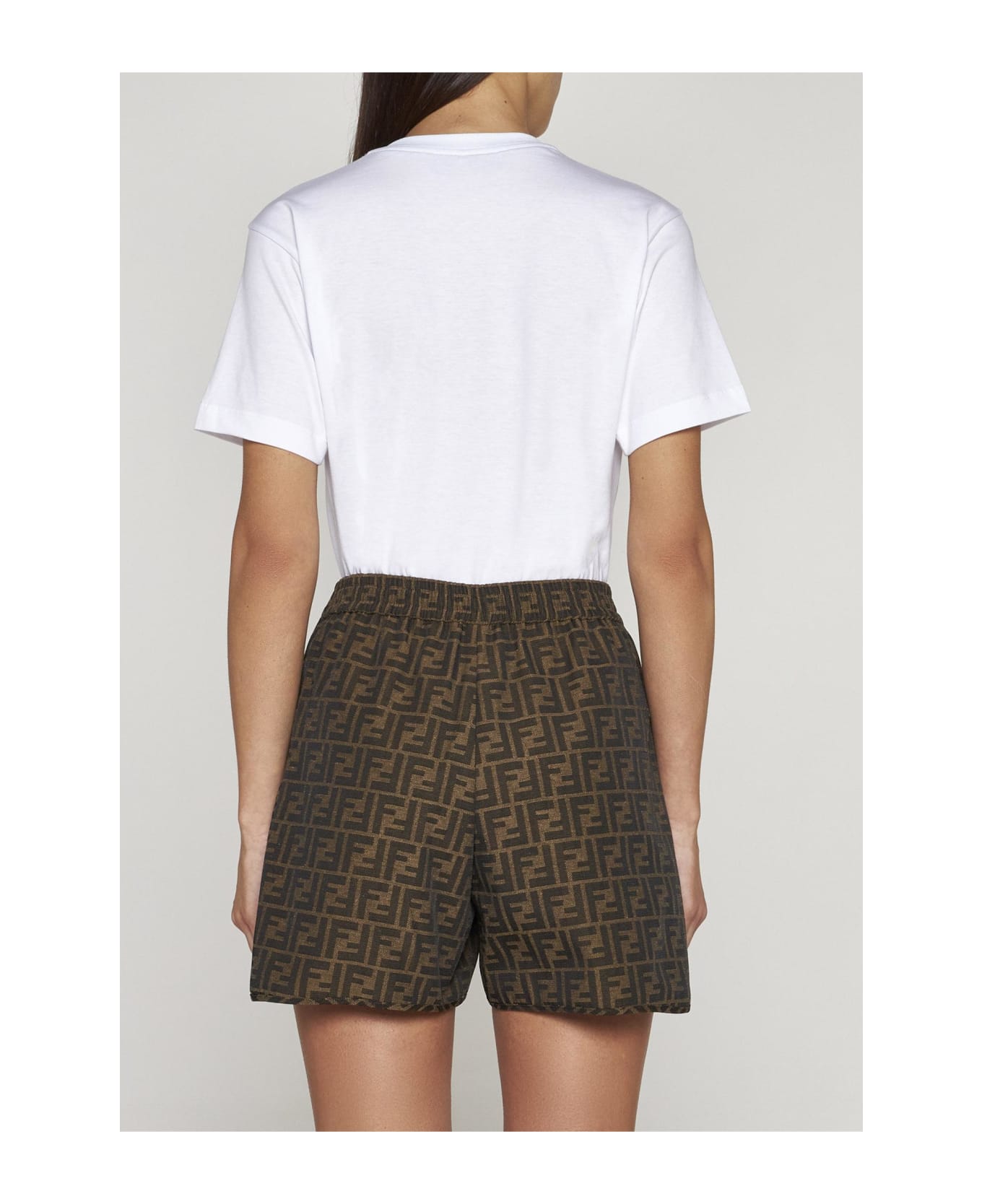 Fendi Ff Logo Cotton-blend Shorts - W Tobacco