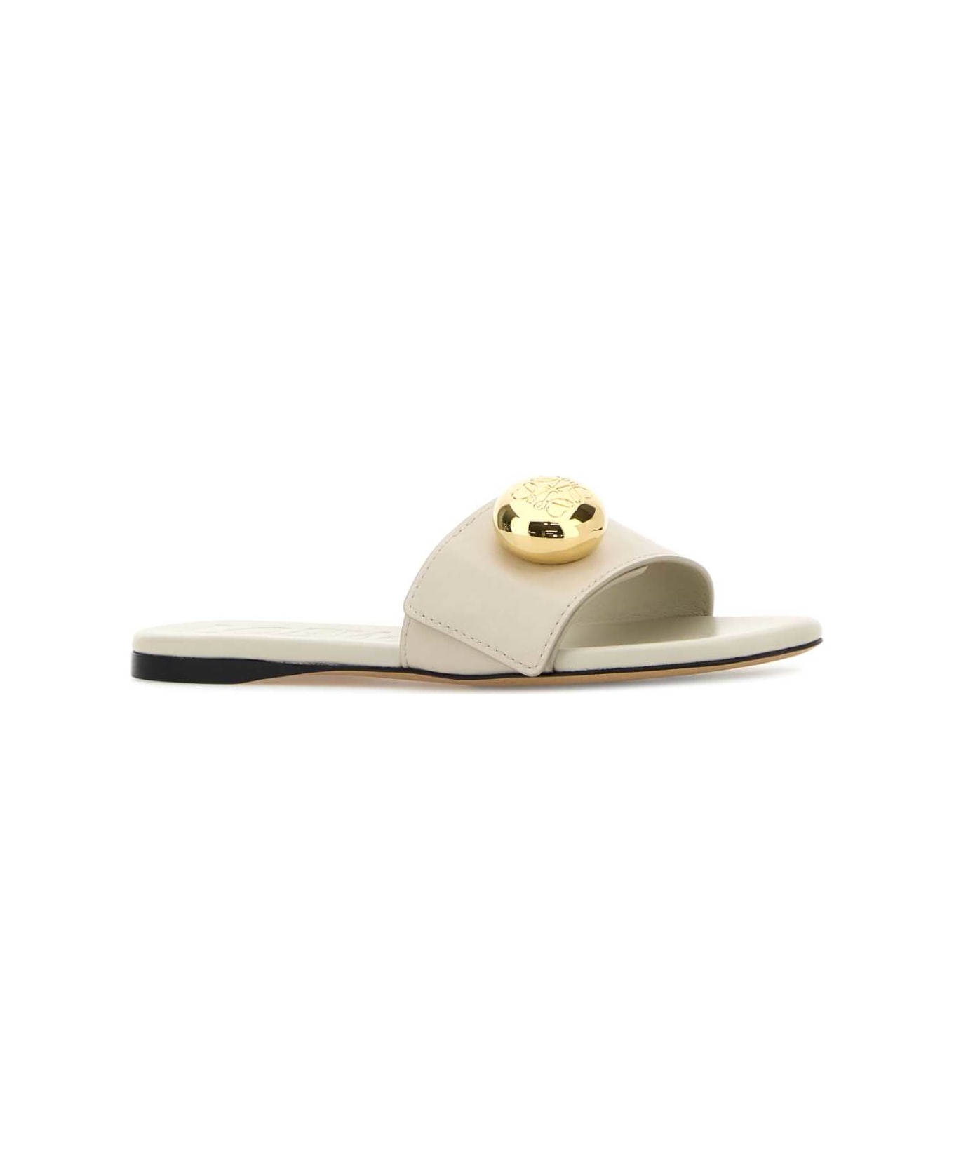 Loewe Chalk Leather Pebble Slippers - SEASALT