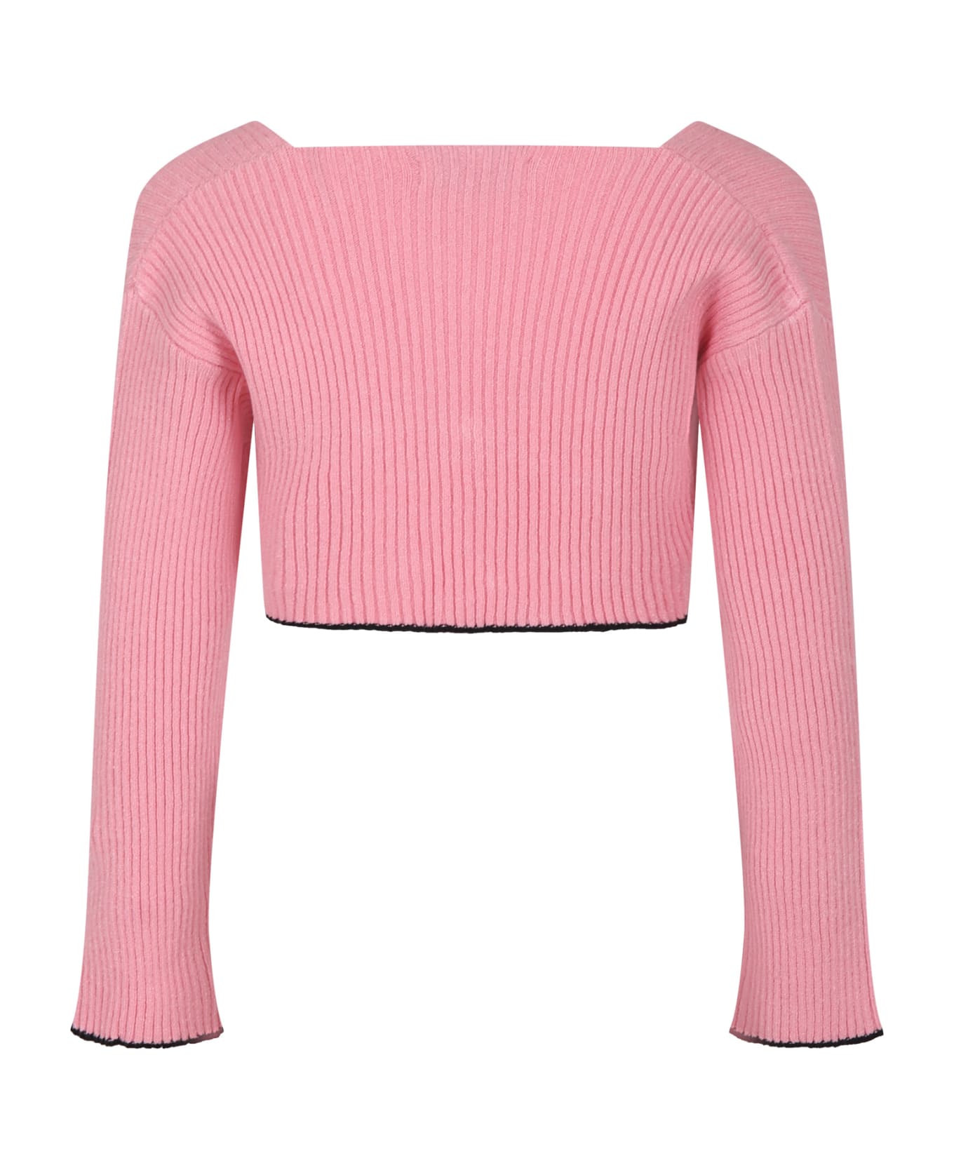 MSGM Pink Cardigan For Girl With Logo - Pink