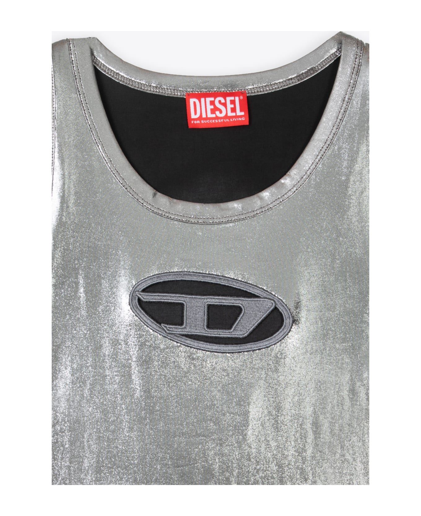 Diesel T-lynys Metallic silver coated jersey tank top with logo - T Lynys - Argento