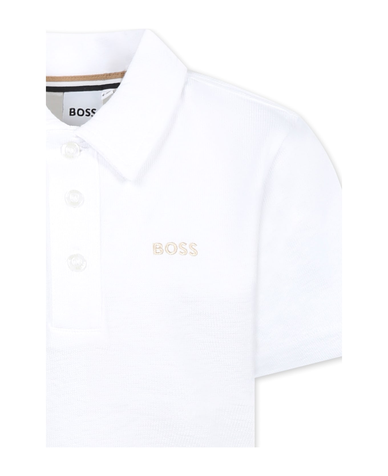 Hugo Boss White Polo Shirt For Boy With Logo - White