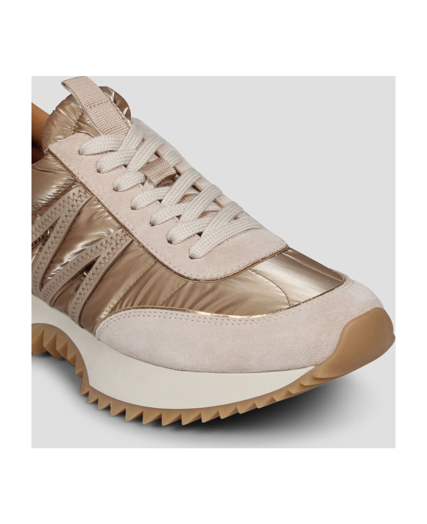 Moncler Round Toe Lace-up Sneakers - Nude & Neutrals