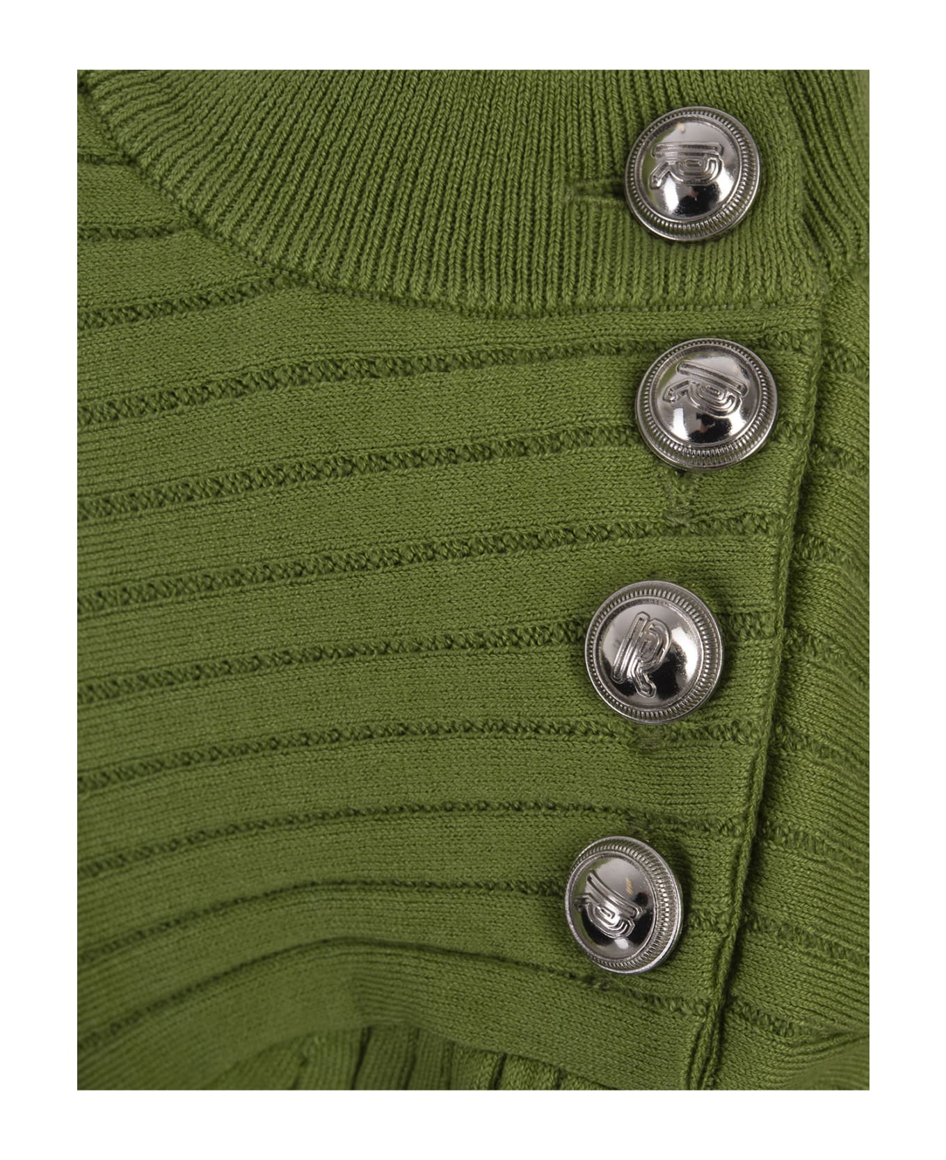 Paco Rabanne Green Ribbed Cotton Crew-neck Sweater - Green