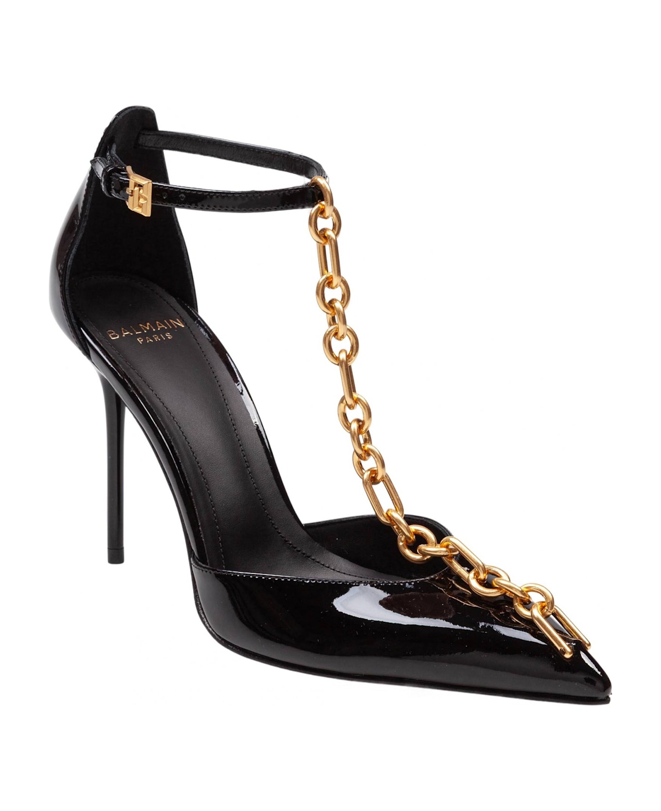 Balmain Sync Patent Leather Pumps, Black - Noir