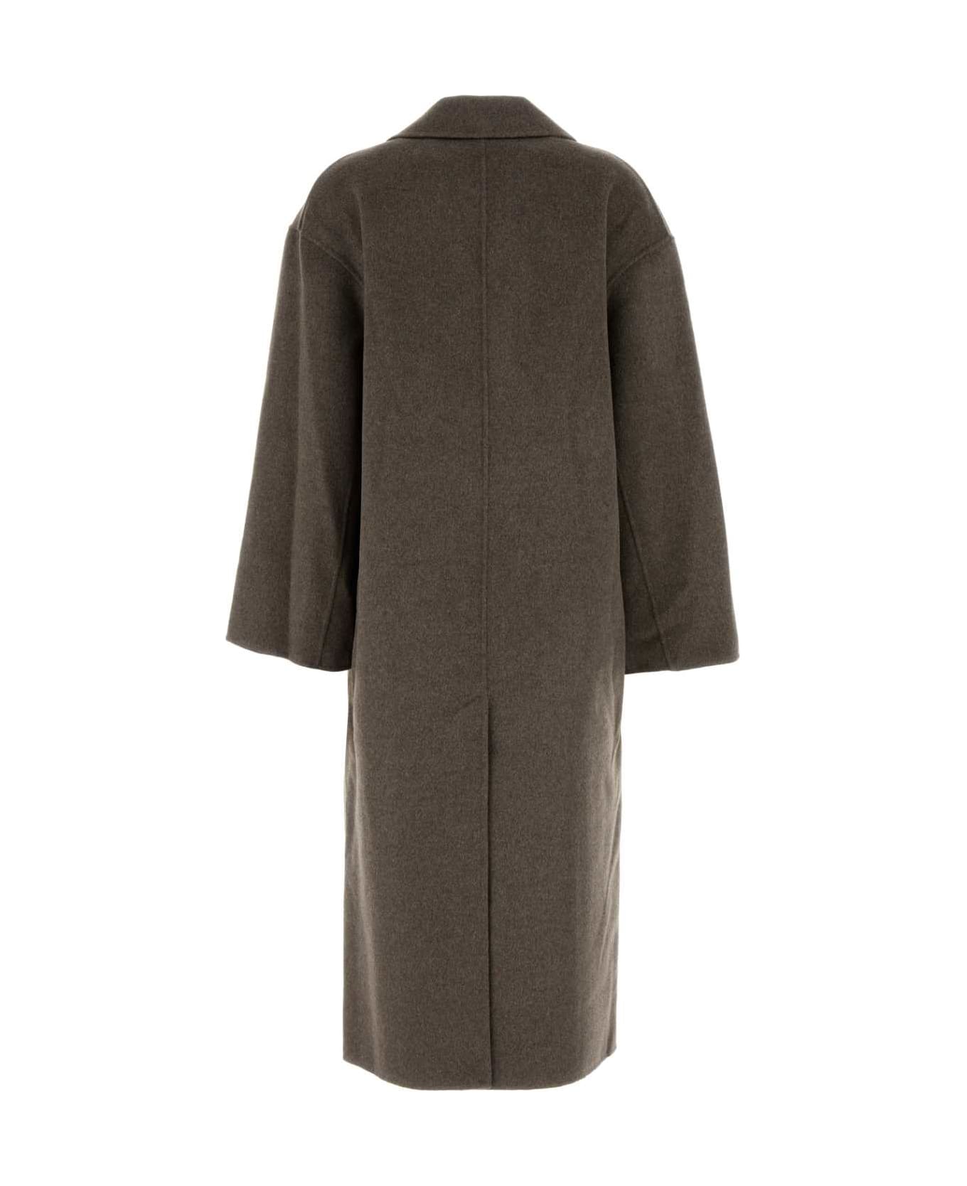 Loulou Studio Dove Grey Wool Blend Borneo Coat - NUDE