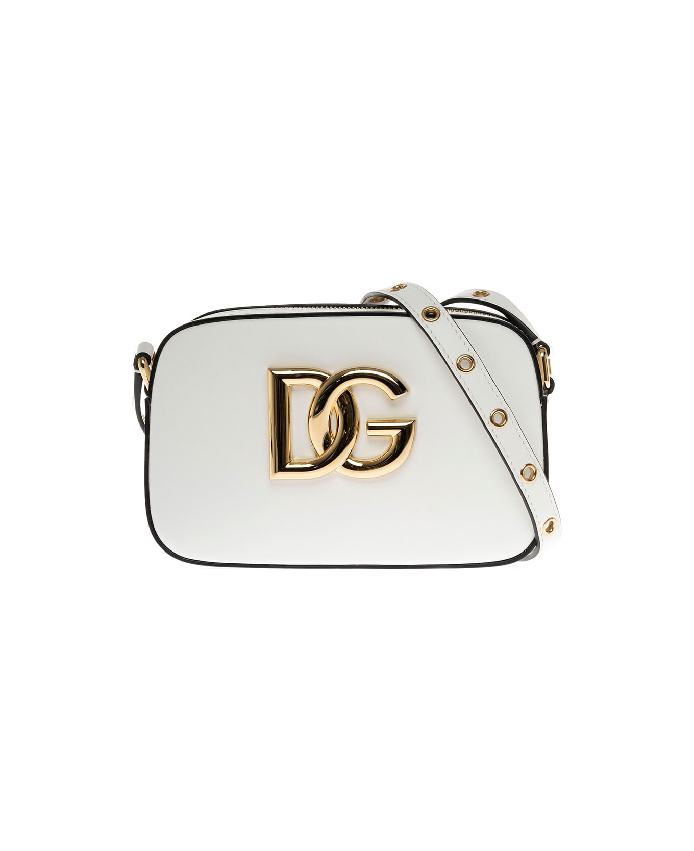Dolce & Gabbana White Leather Shoulder Bag With Dg Plate Dolce & Gabbana Woman - White