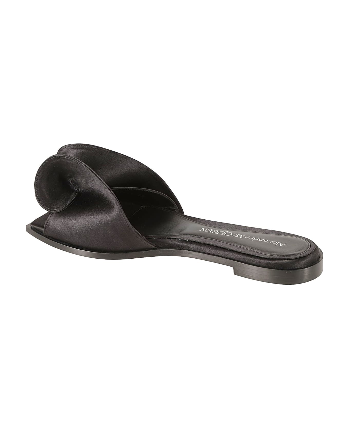 Alexander McQueen Crepe Flat Sandals - Black