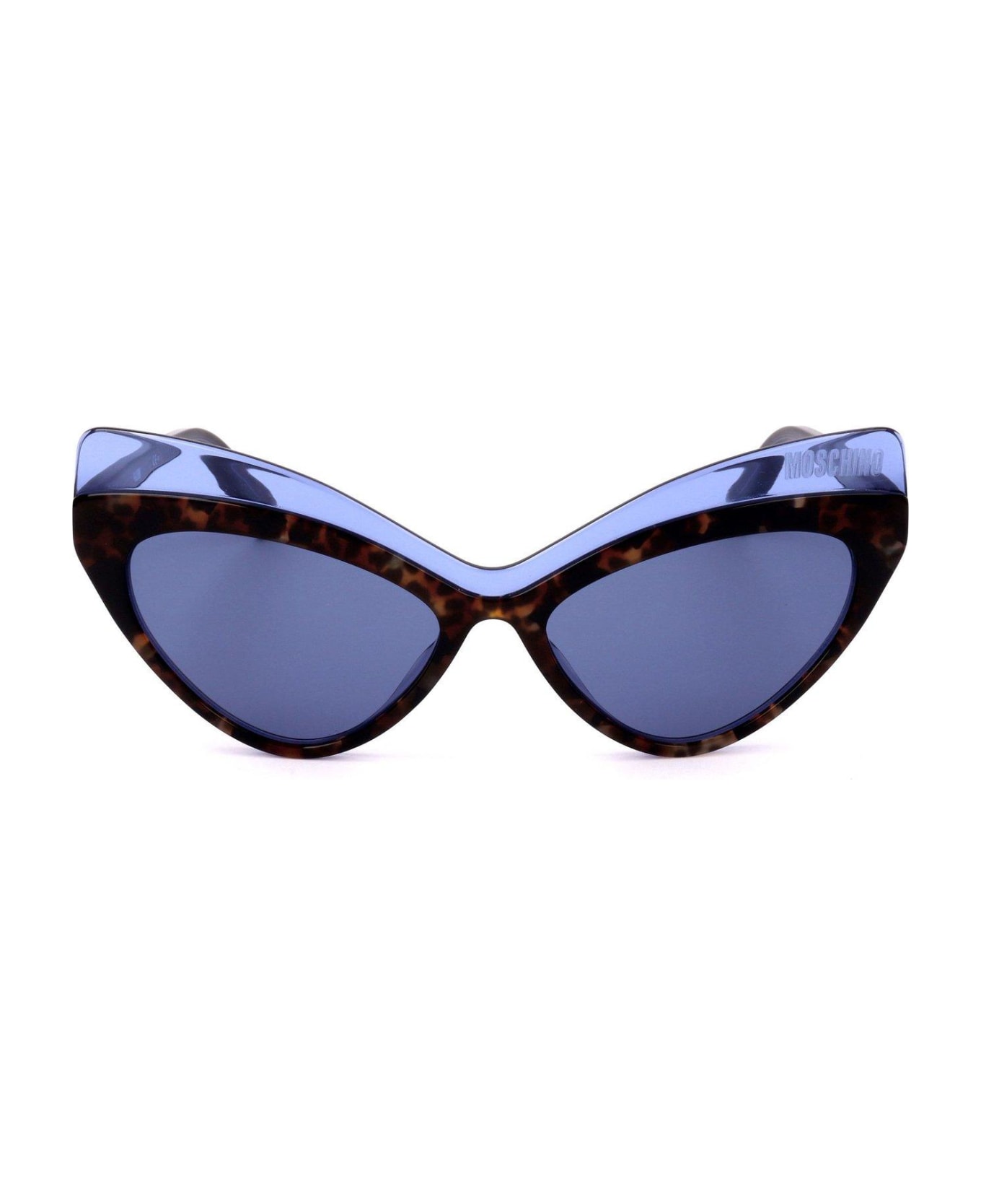 Moschino Double Cat-eye Frame Tinted Sunglasses - IPR/KU HAVANA BLUE