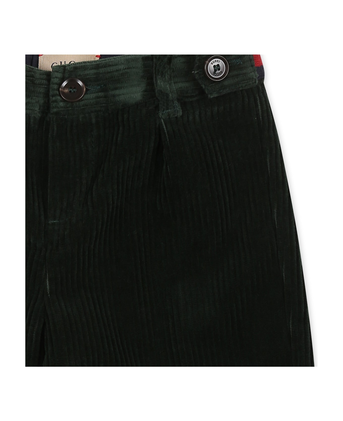 Gucci Green Trousers For Baby Boy With Web Detail - Green