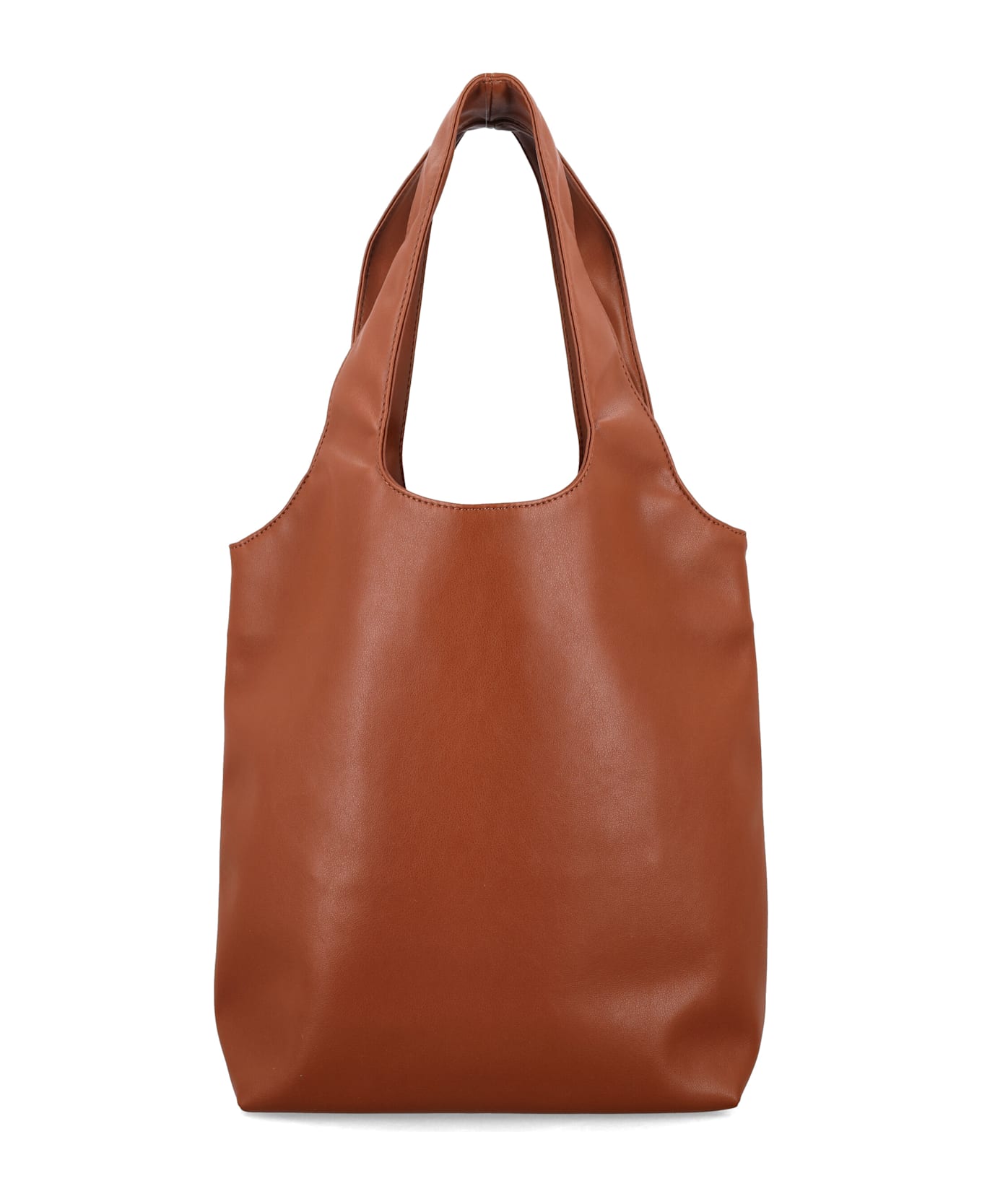 A.P.C. Ninon Black Small Faux Leather Tote - HAZELNUT