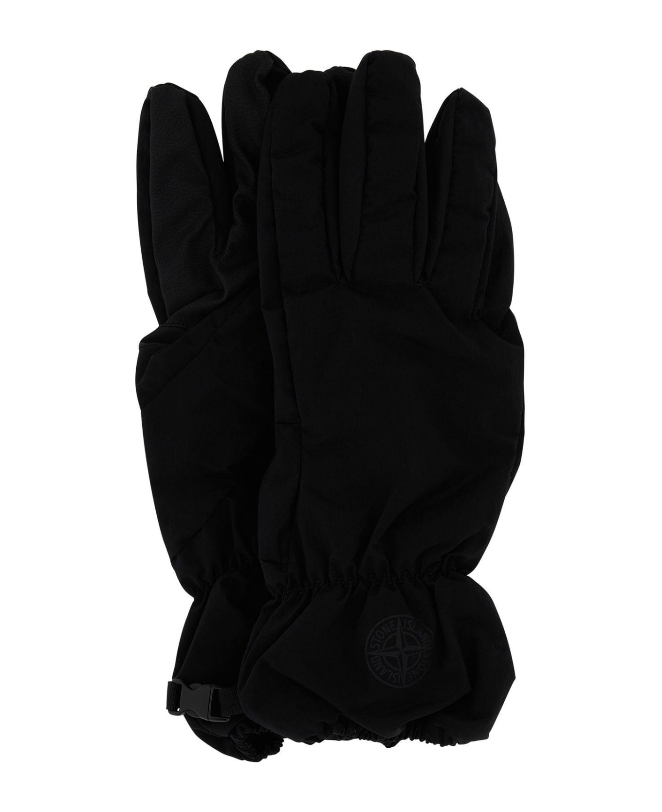 Stone Island Black Nylon Gloves - V0029