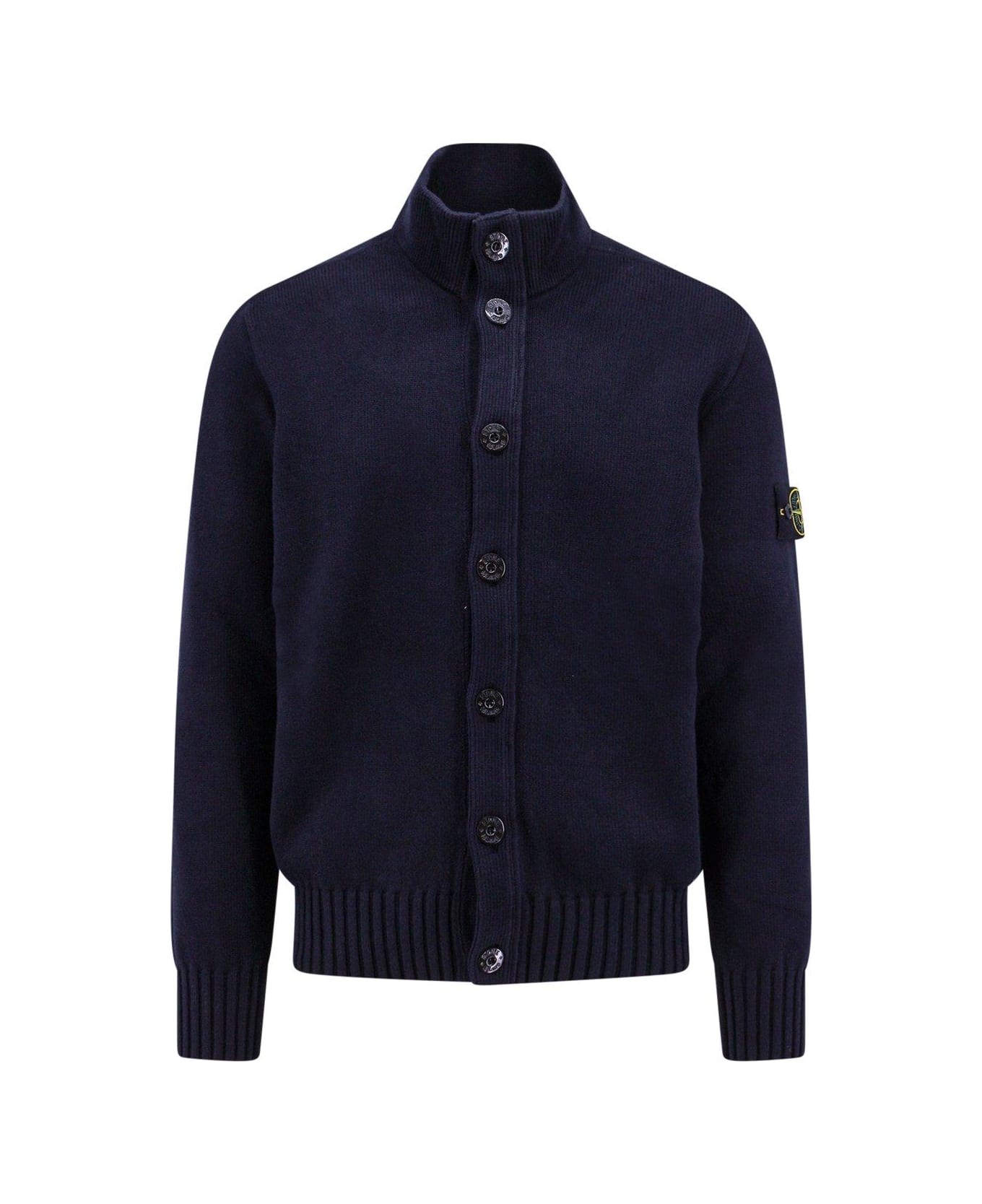 Stone Island Compass Patch Button-up Cardigan - Blue