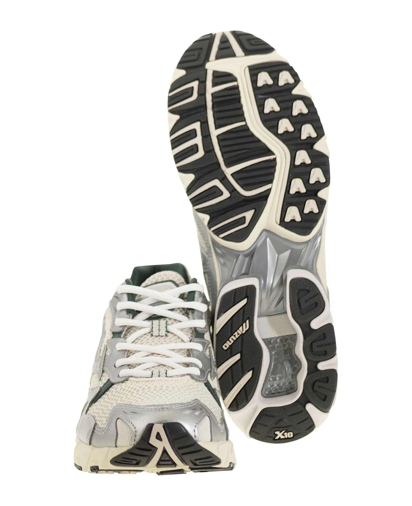 Mizuno Wave Rider 10 - Sneakers - White/silver/green