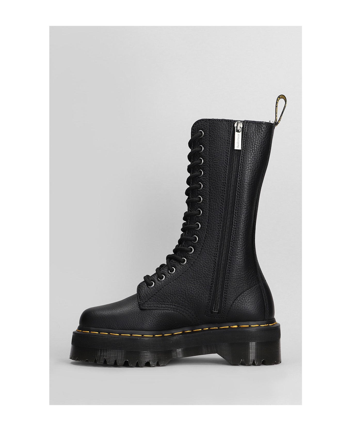 Dr. Martens 1b99 Quad Combat Boots In Black Leather - black