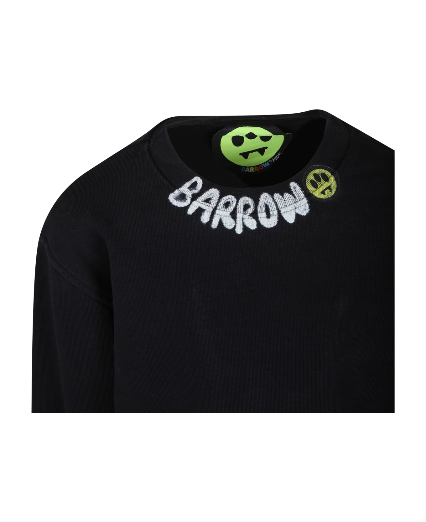 Barrow Black Sweat-tshirt For Kids With Logo - Nero
