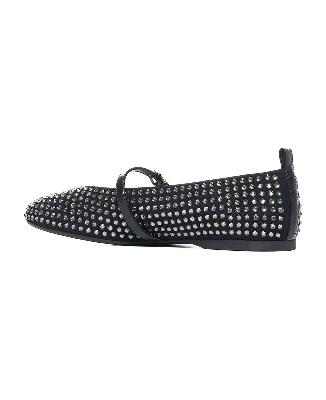 J.W. Anderson Ballerina Strass Ballet Flats In Black Suede - Black+strass ot