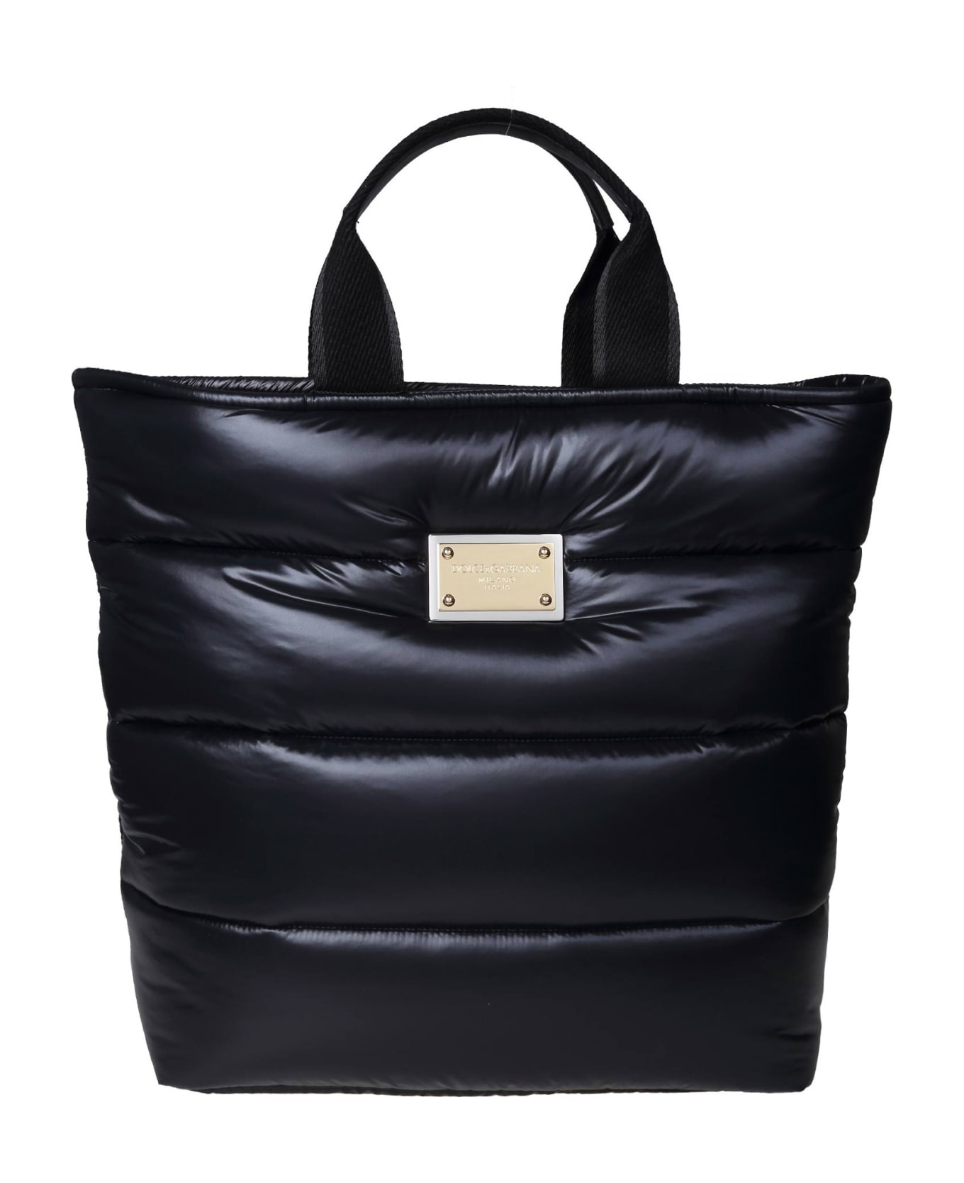 Dolce & Gabbana Shopping Bag In Padded Nylon - Black