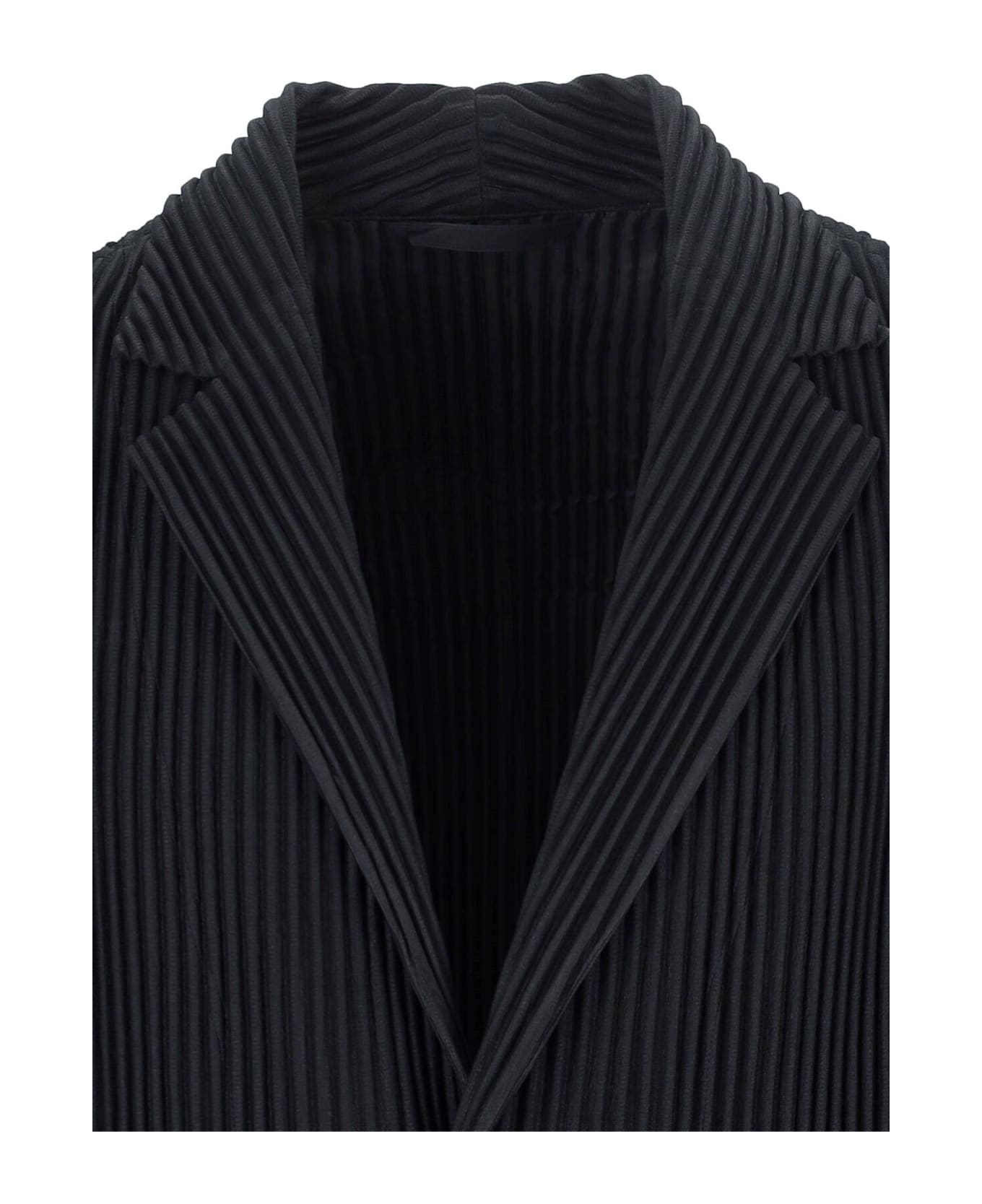 Homme Plissé Issey Miyake Single-breasted Pleated Blazer - Black