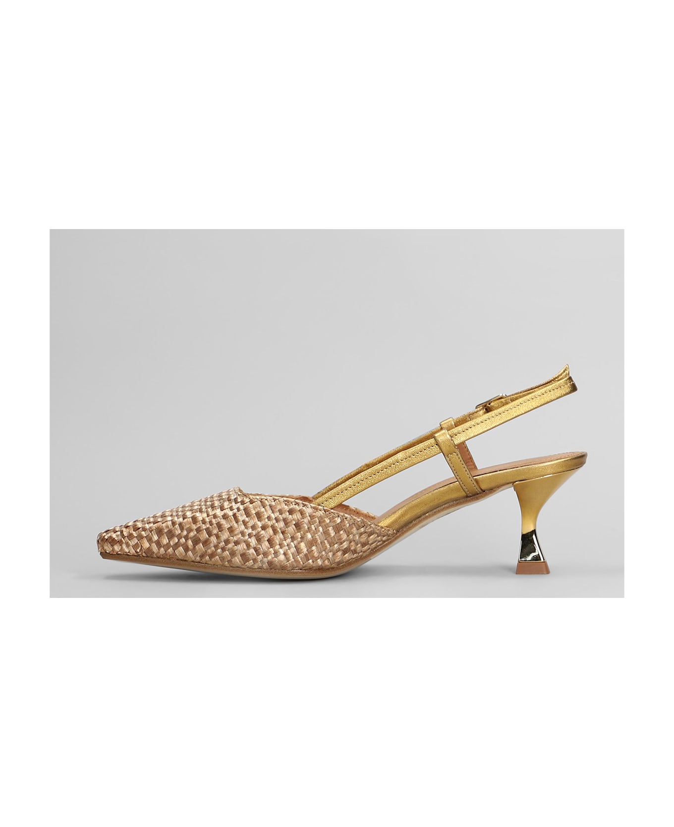 Julie Dee Pumps In Bronze Leather And Fabric - bronze