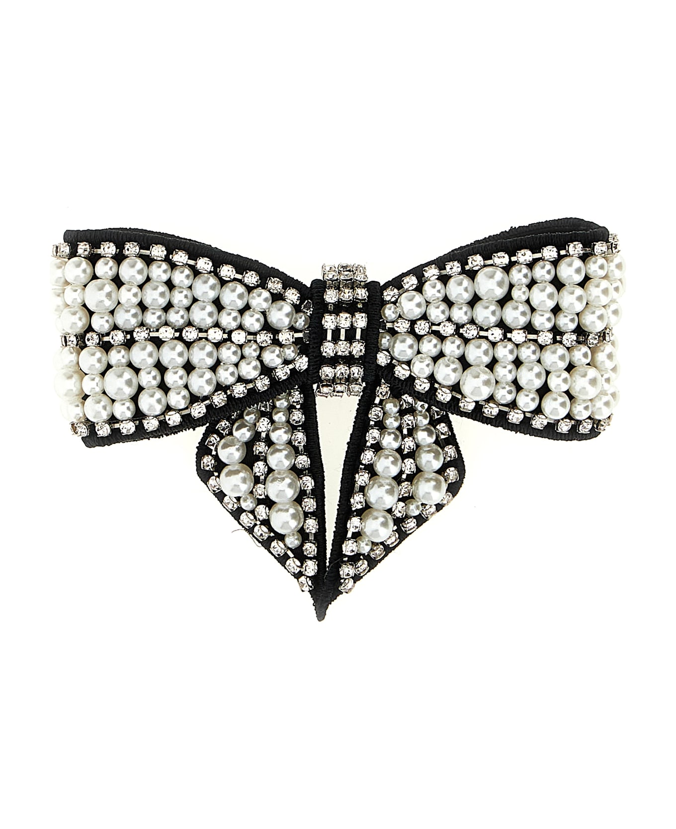self-portrait 'black Pearl Satin Bow' Hair Clip - Black  