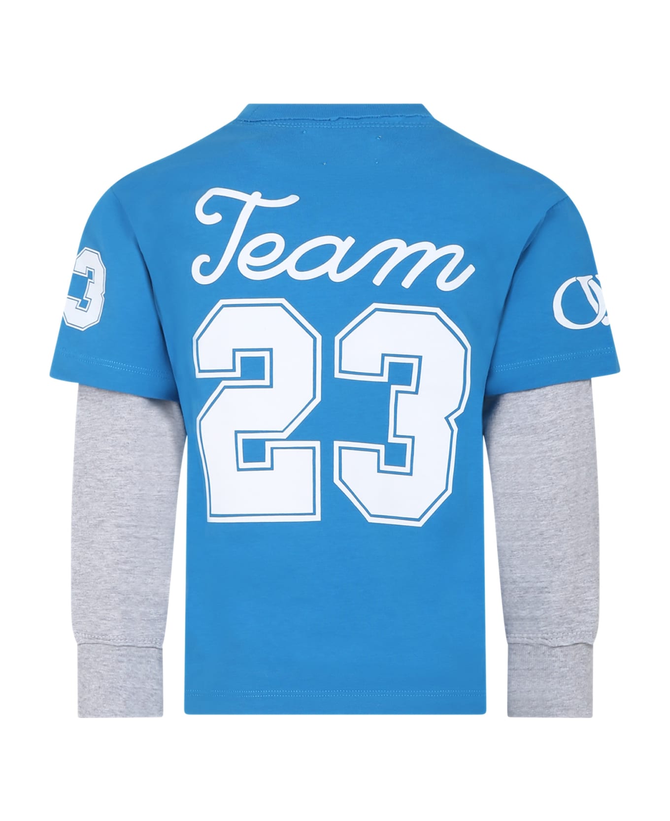 Off-White Light Blue T-shirt For Boy With Logo And Number - Light Blue
