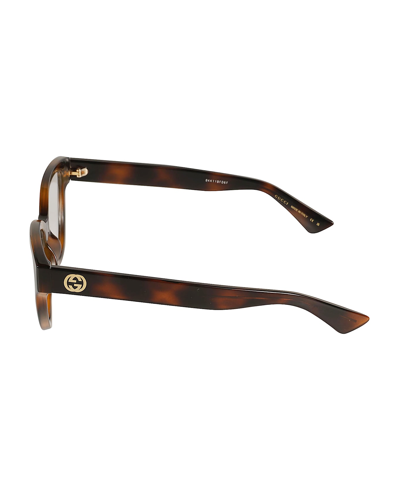 Gucci Eyewear Logo Lens Round Frame - 002 havana havana transpa