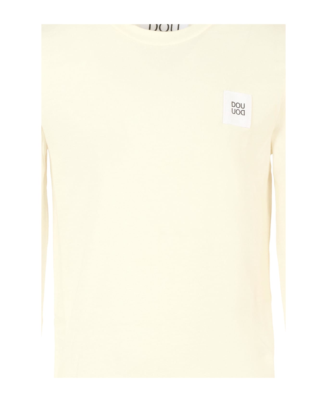 Douuod Ivory T-shirt For Girl With Logo Patch - Ivory