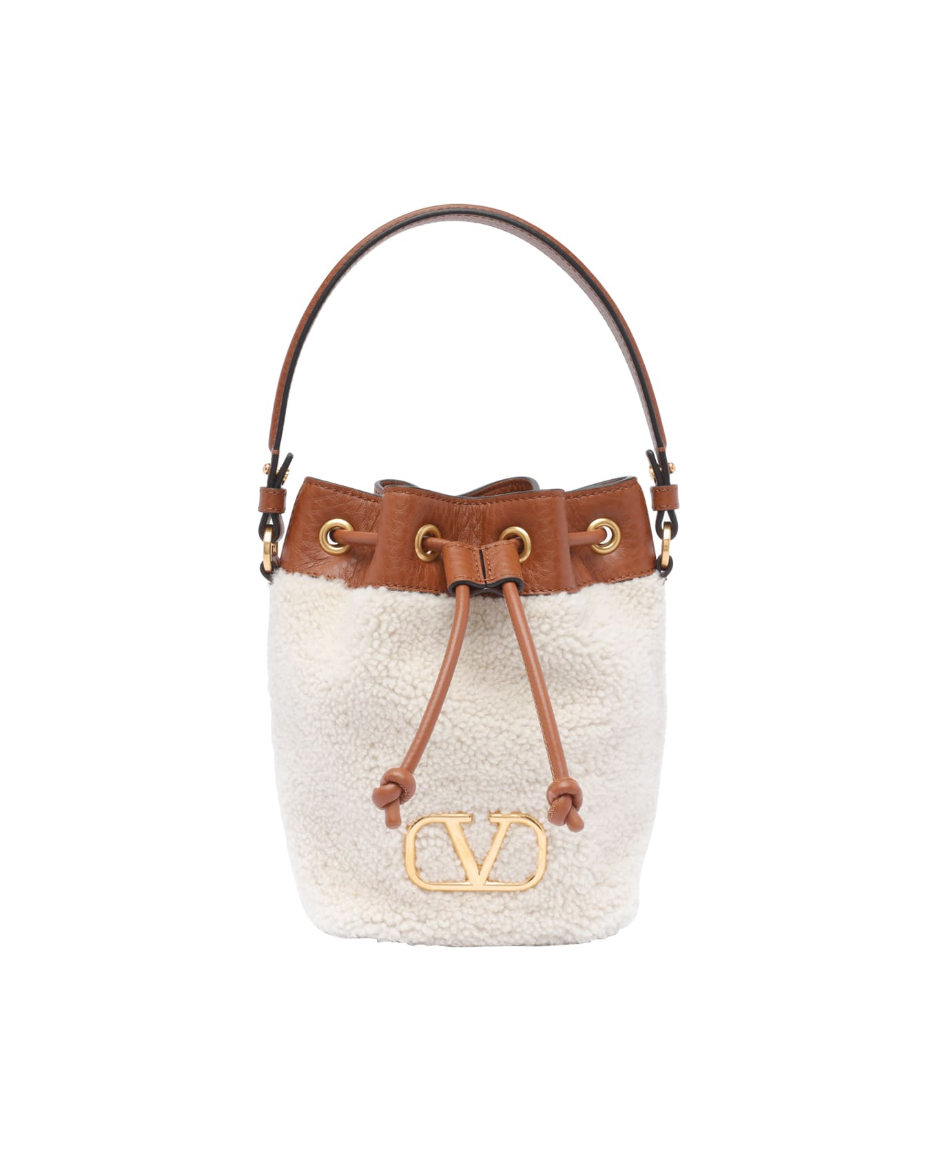 Valentino Garavani Mini Vlogo Signature Bucket Bag - White