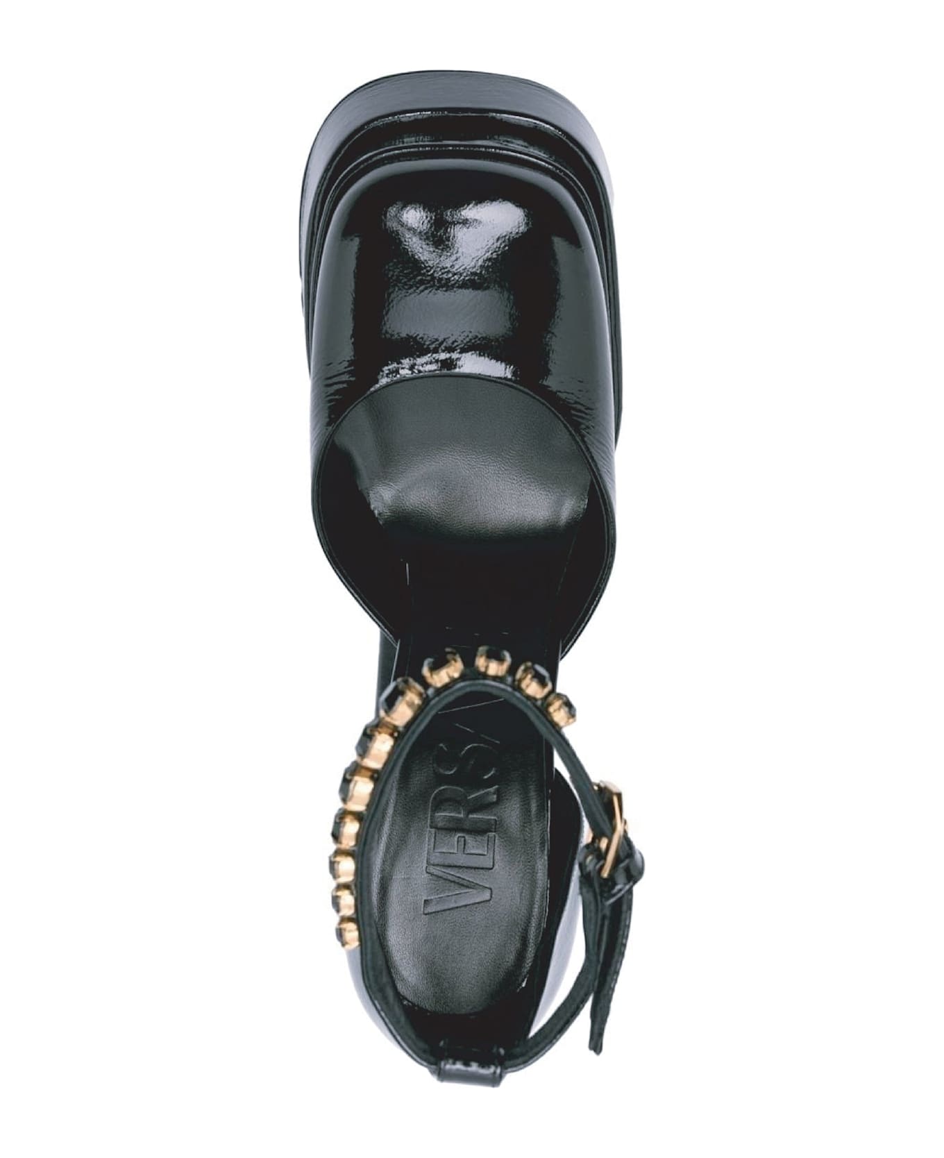 Versace Leather Platform Sandals - Black