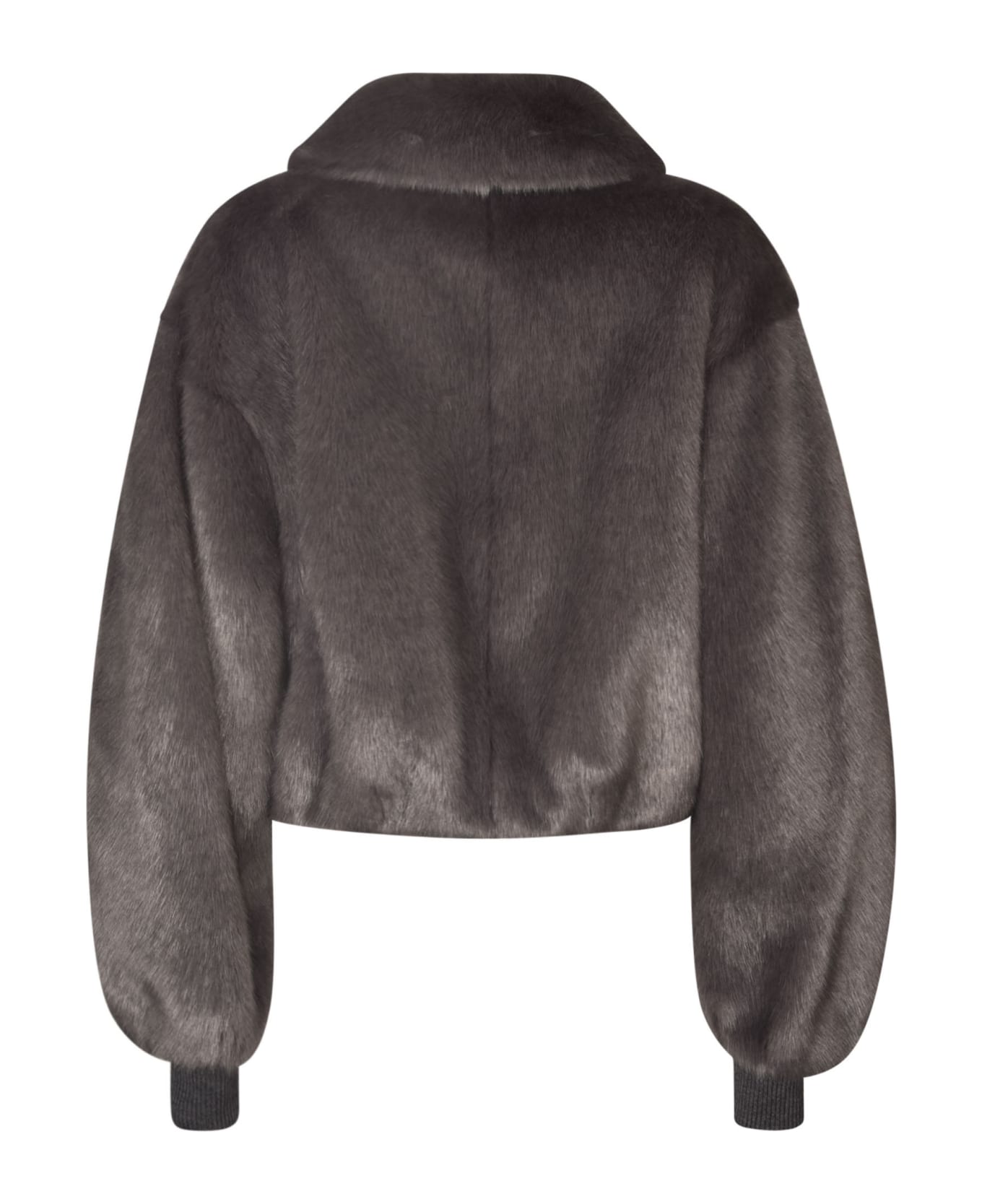Philosophy di Lorenzo Serafini Fur Coated Balloon-sleeved Zipped Jacket - Grey