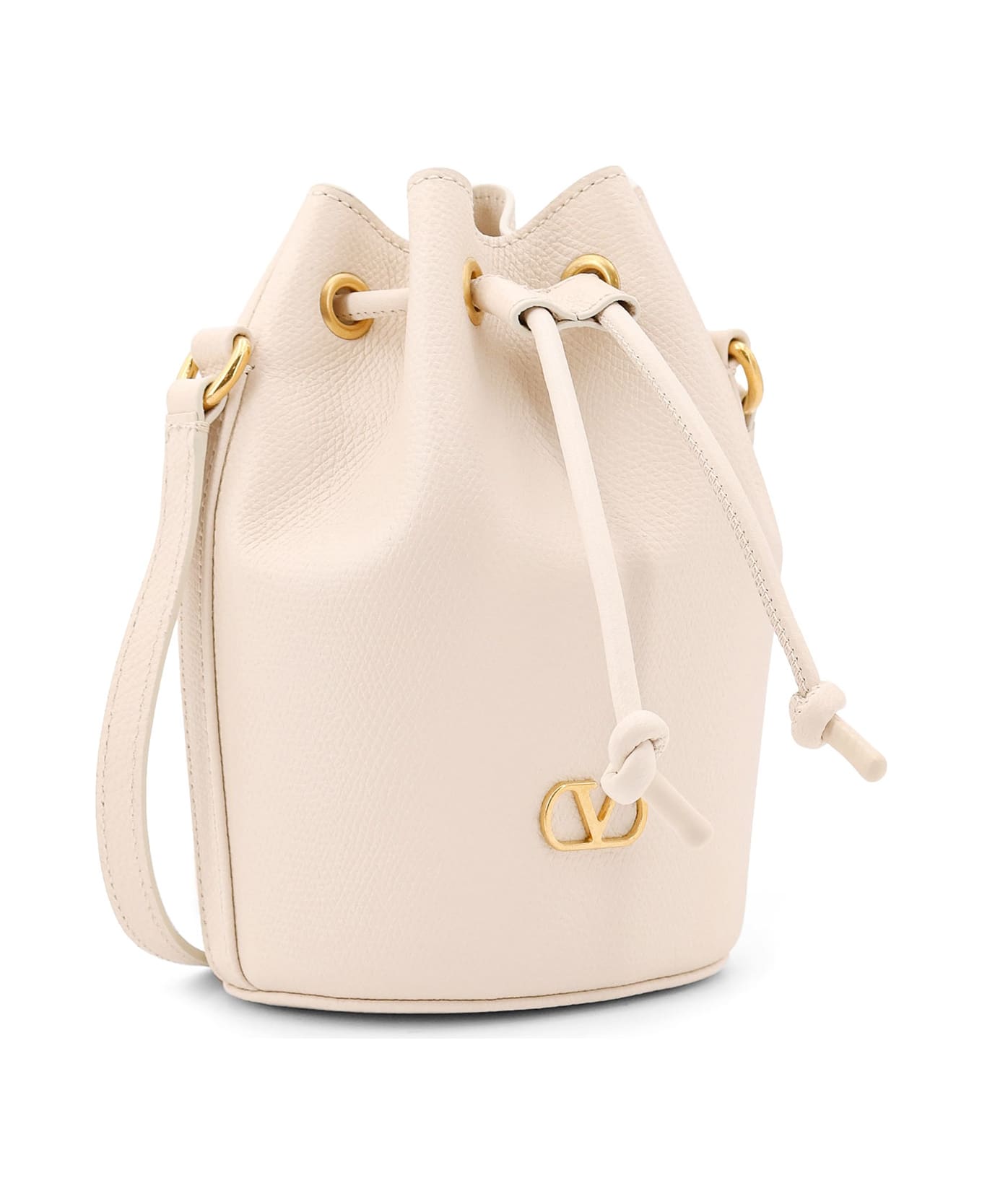 Valentino Garavani Ivory Leather Bucket Bag - Beige