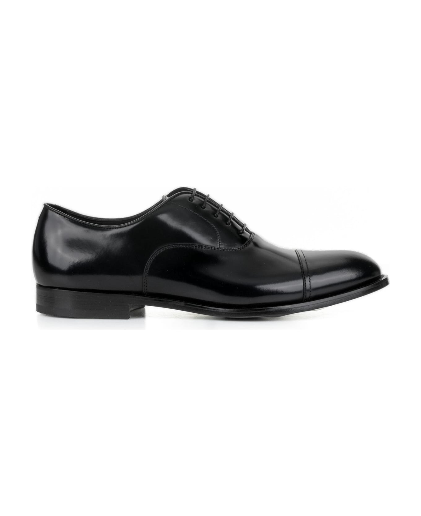 Doucal's Black Leather Oxford With Toe Cap - NERO ローファー＆デッキシューズ