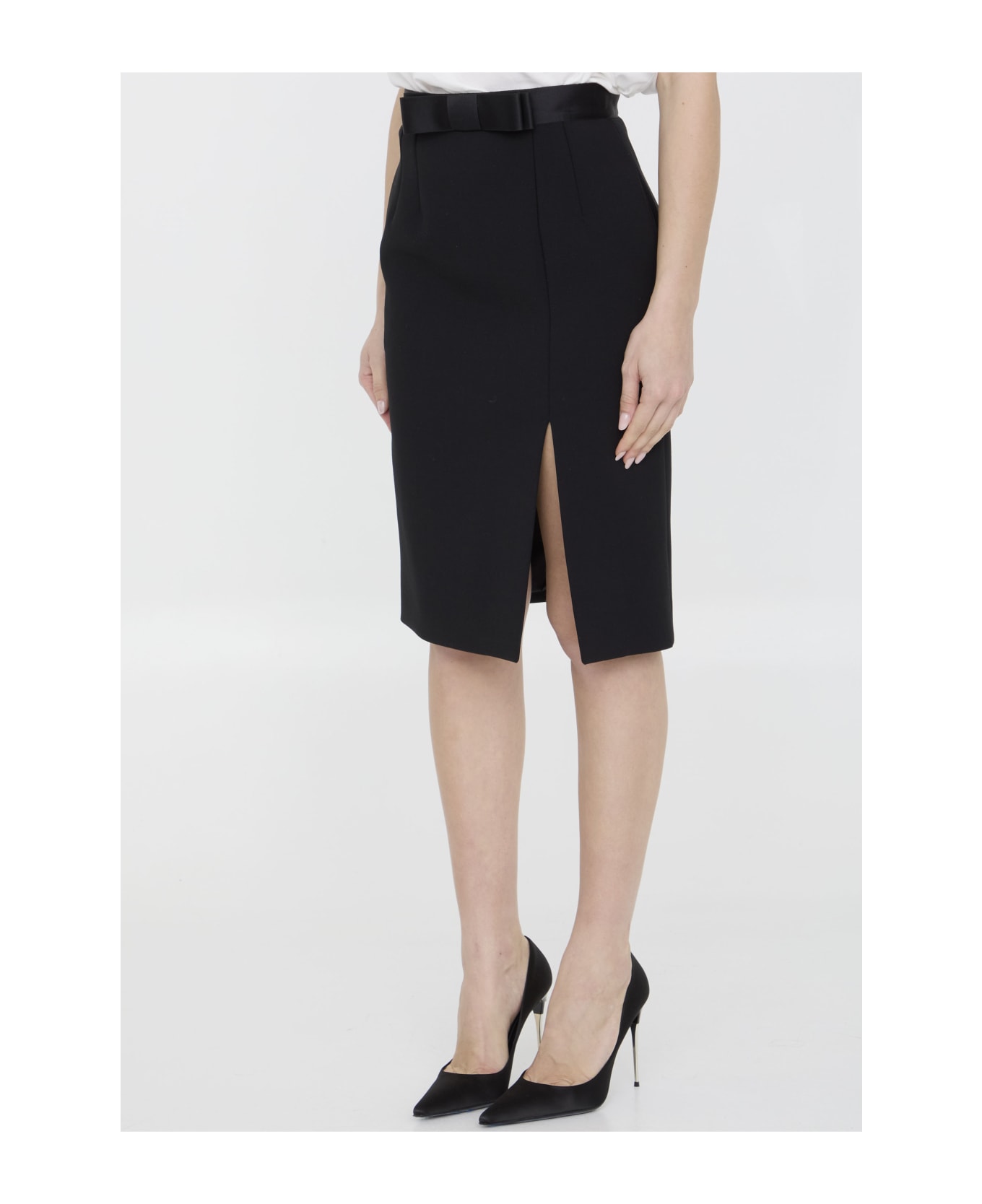 Dolce & Gabbana Wool Pencil Skirt - BLACK