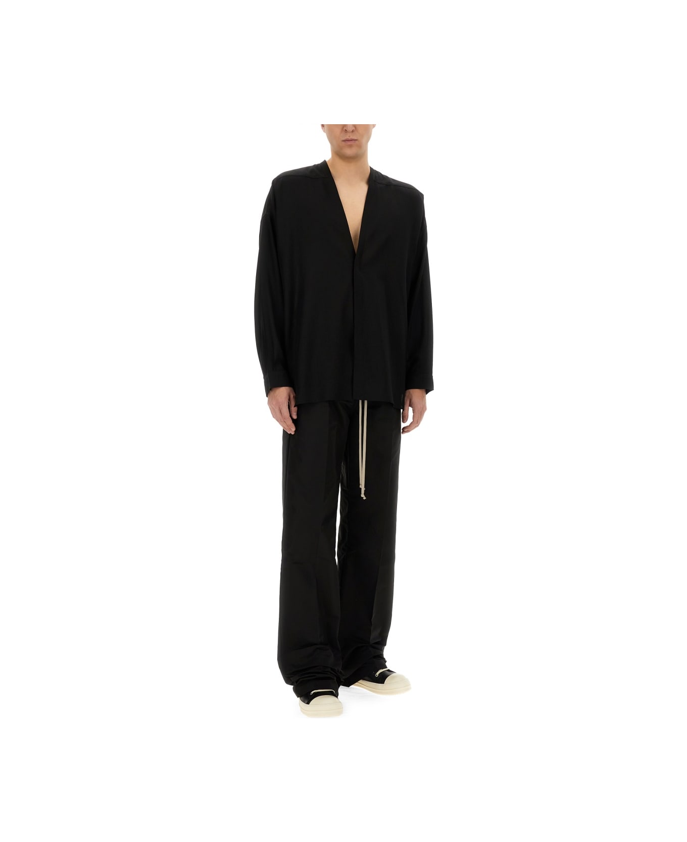 Rick Owens Wide Leg Pants - BLACK