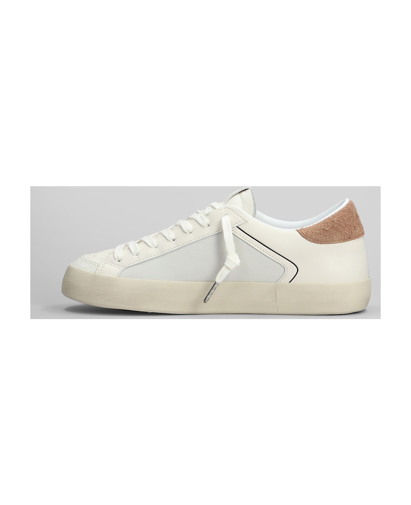 D.A.T.E. Hill Low Sneakers In White Leather - White Brown