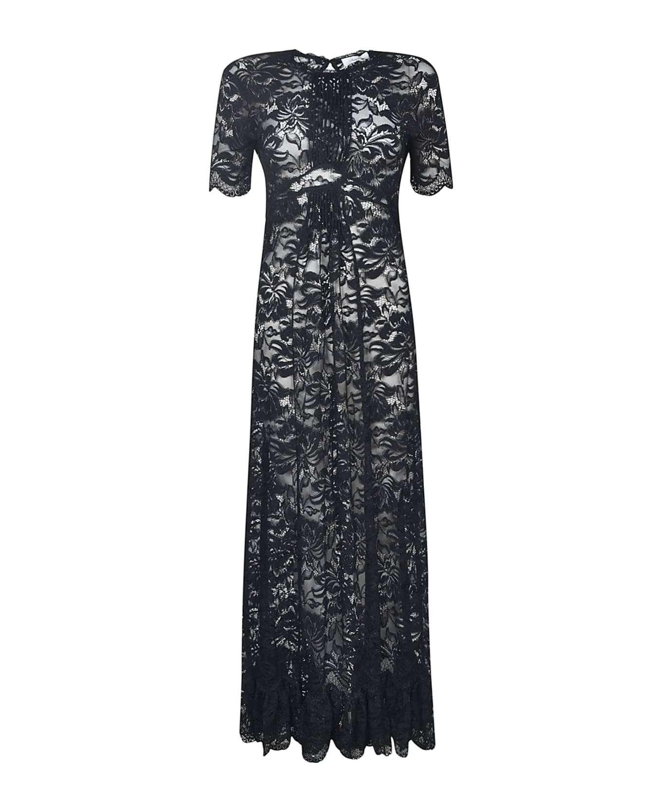 Paco Rabanne Lace Paneled Long Dress - Black