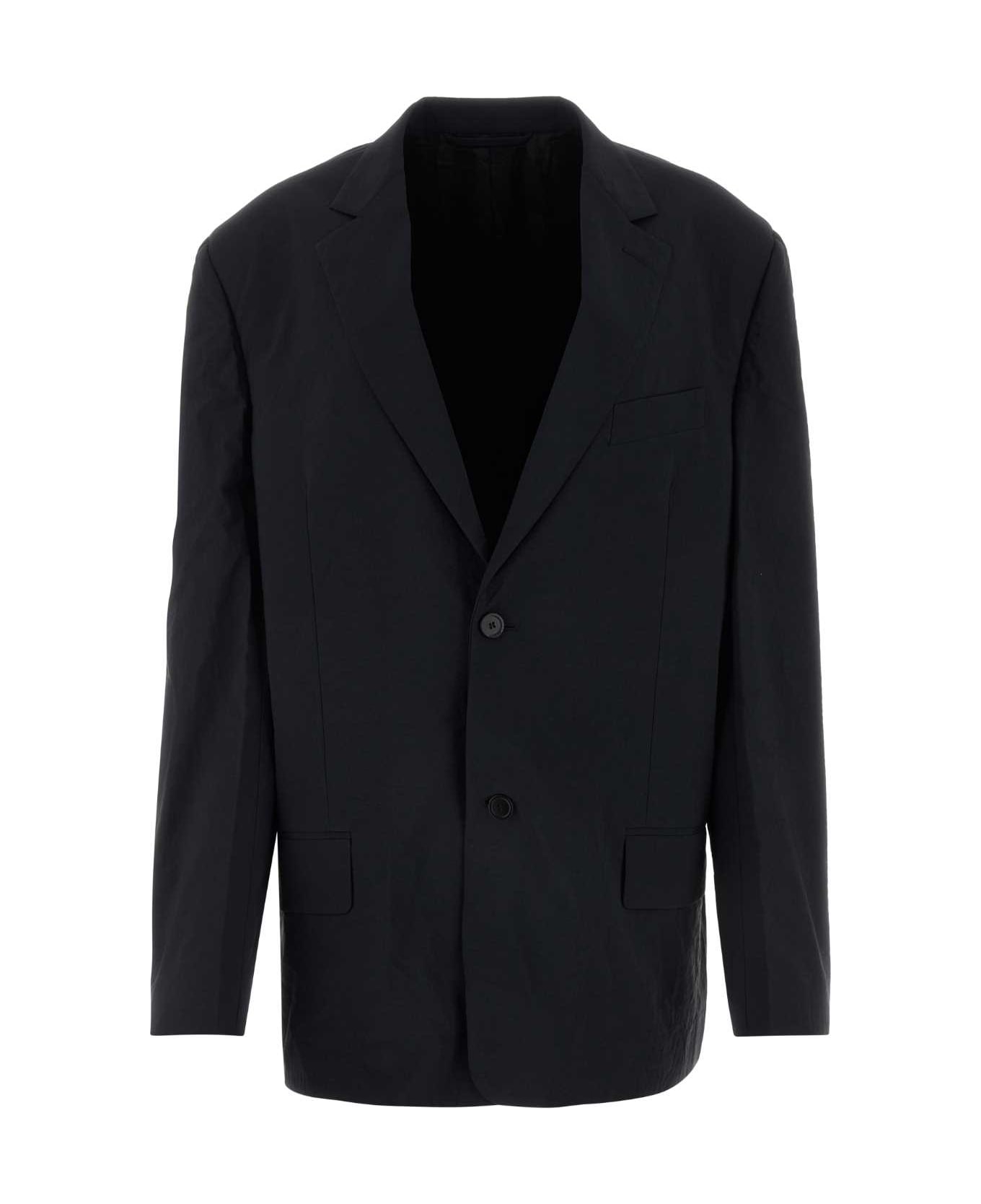 Balenciaga Black Nylon Oversize Blazer - Black