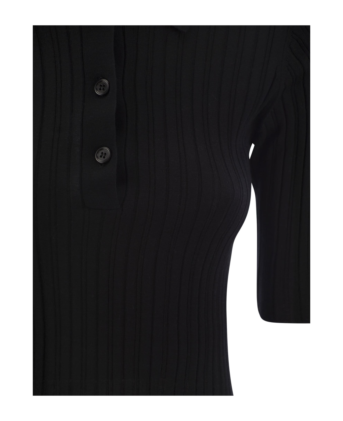 Fabiana Filippi Silk And Cotton Blend Polo Shirt - Black ポロシャツ